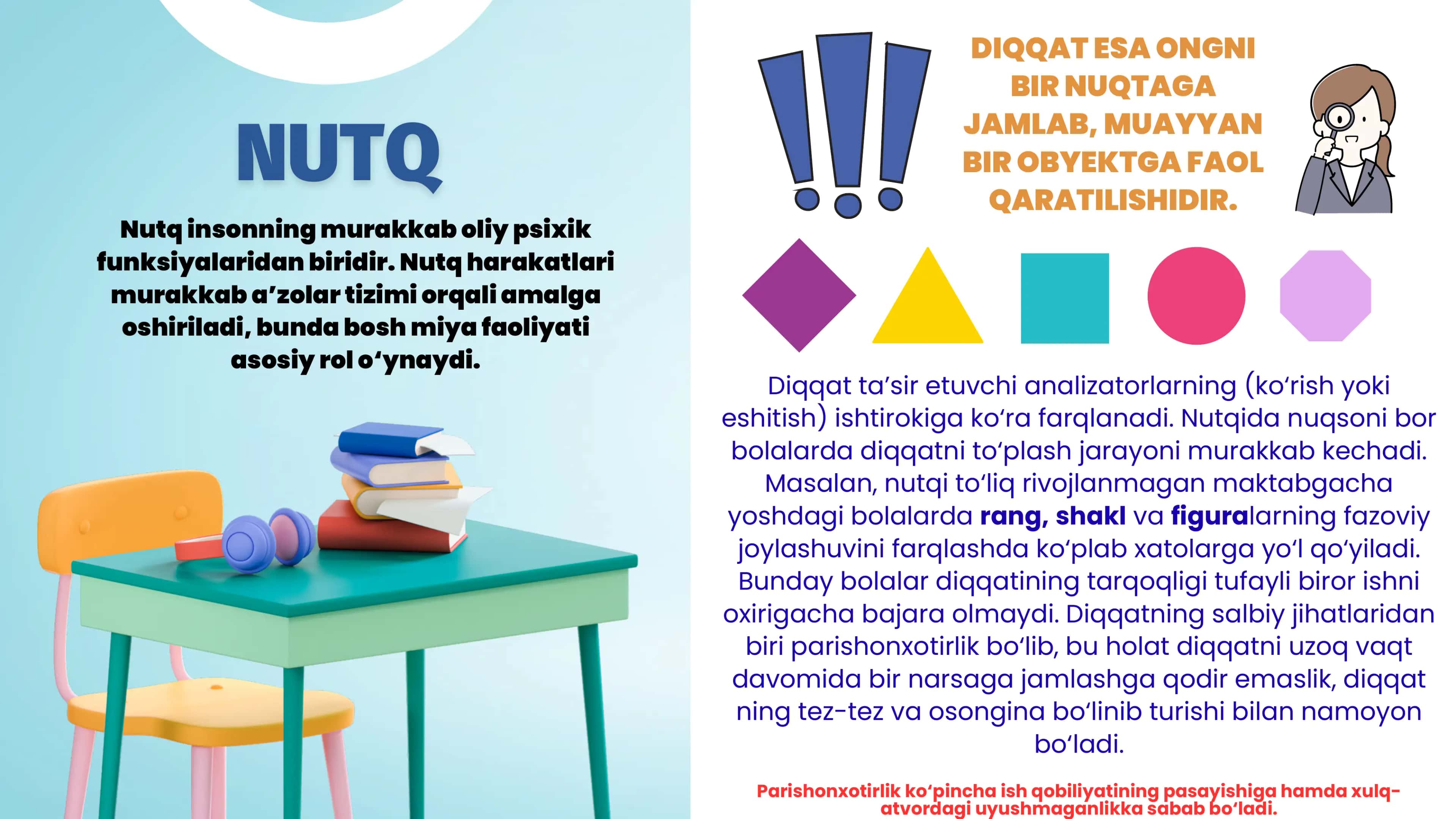 NUTQ NUQSONIGA EGA BOLALAR DIQQAT XUSUSIYATLARI 2