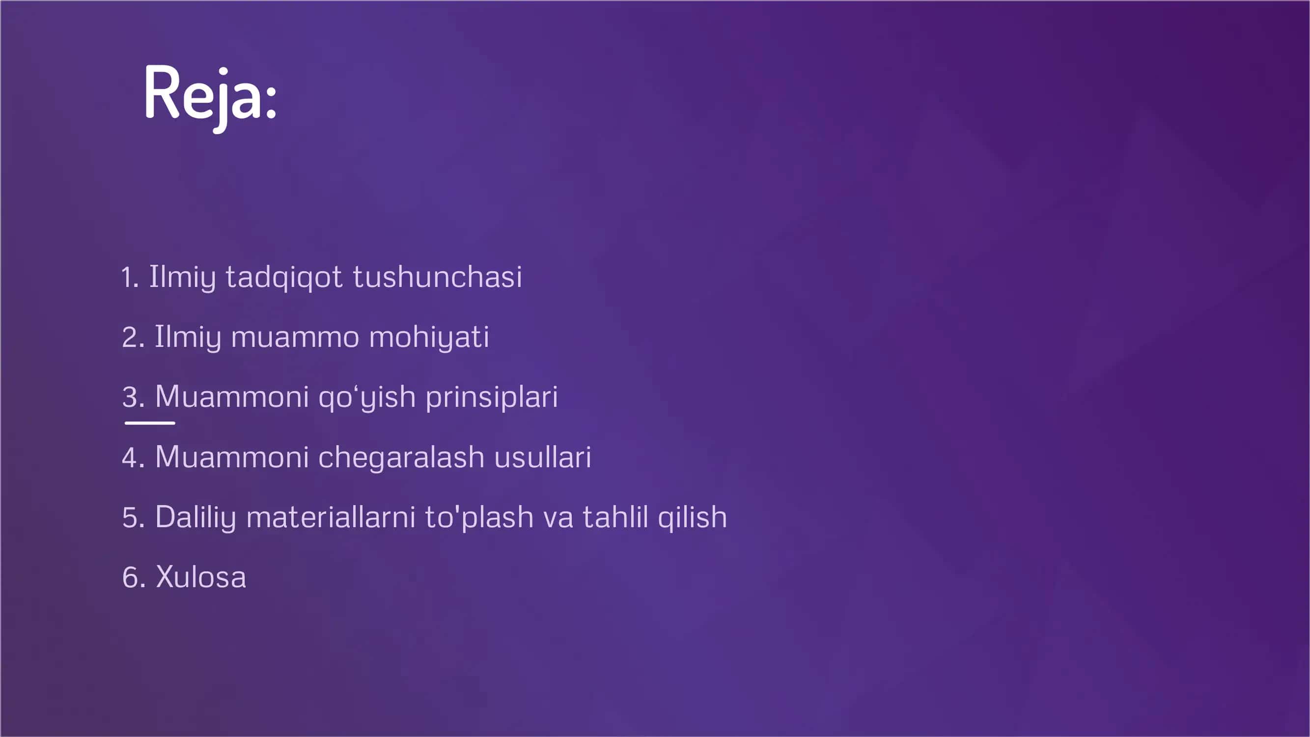 Ilmiy tadqiqotda muammoni qo‘yish va cheg'aralash 2