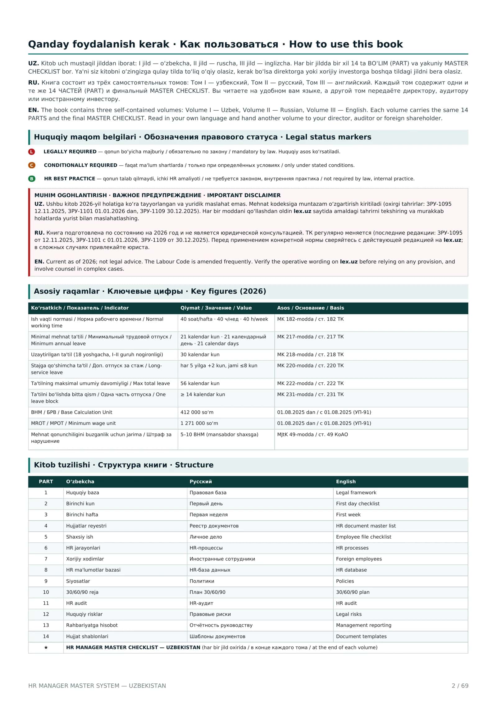 HR Manager Master System — O'zbekiston | Kadrlar tizimini noldan qurish (UZ/RU/EN 2