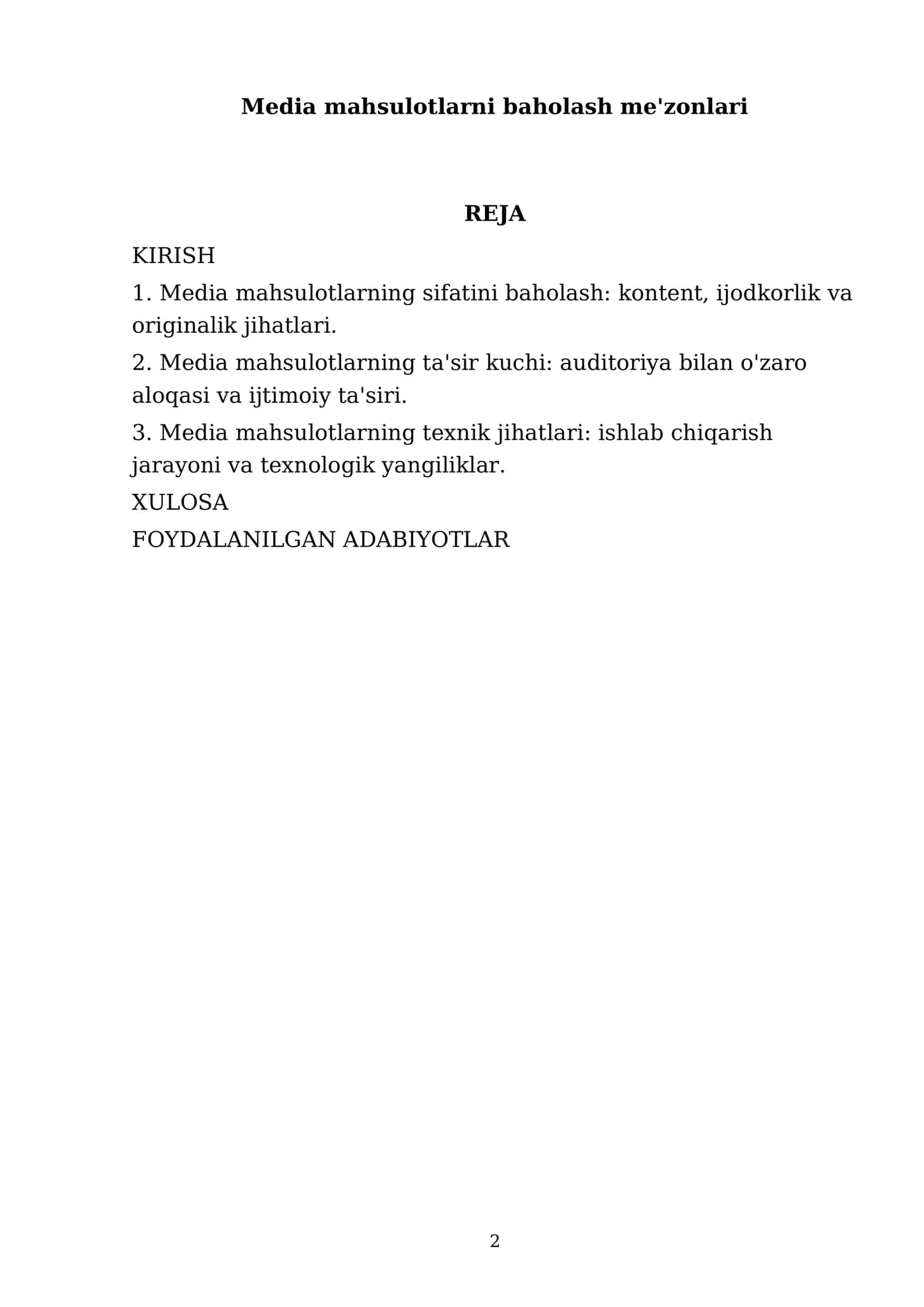 Media mahsulotlarni baholash me'zonlari 2