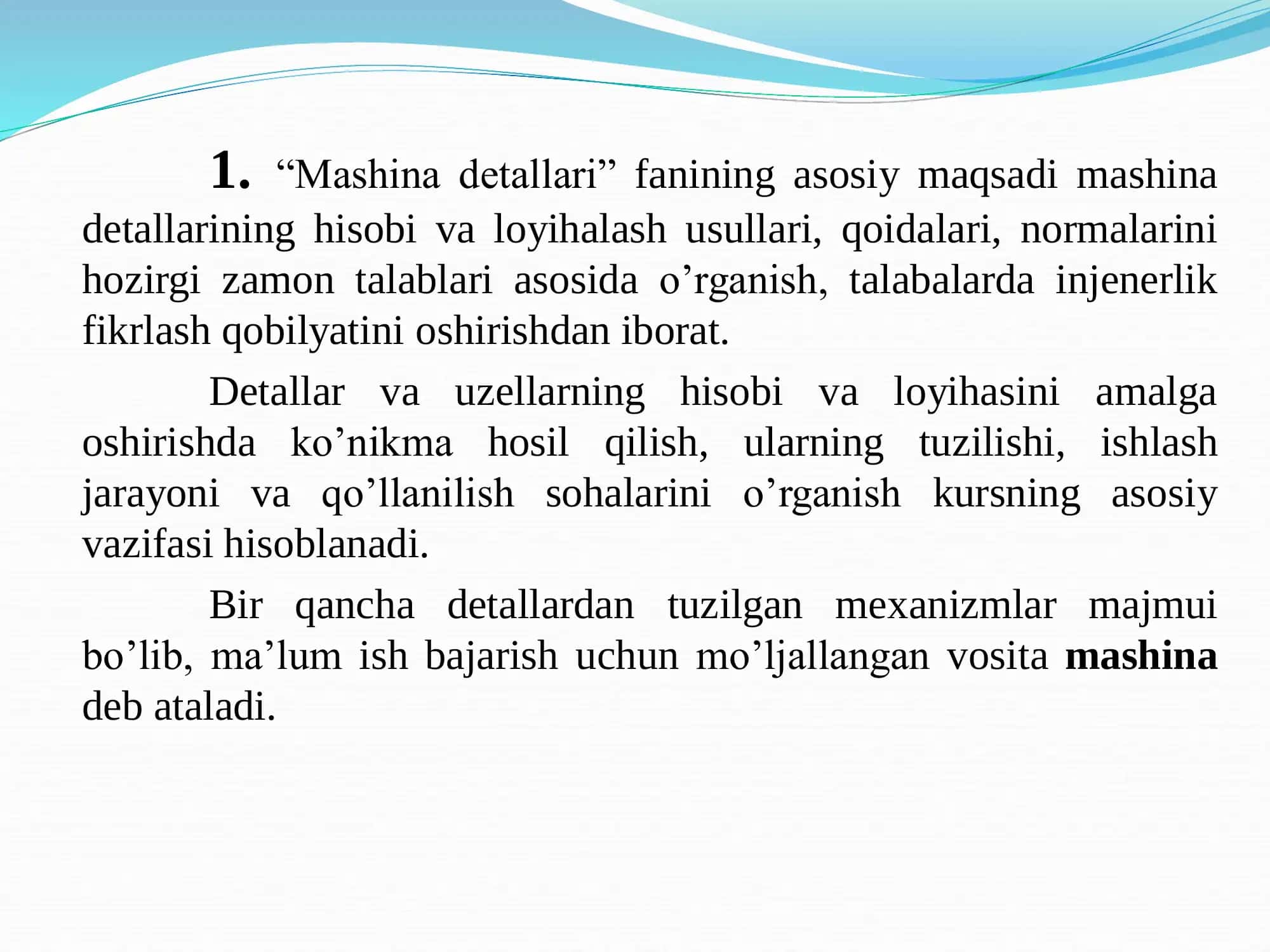 Mashina Detallarini Ishlash Layoqatini Ta’minlash 2