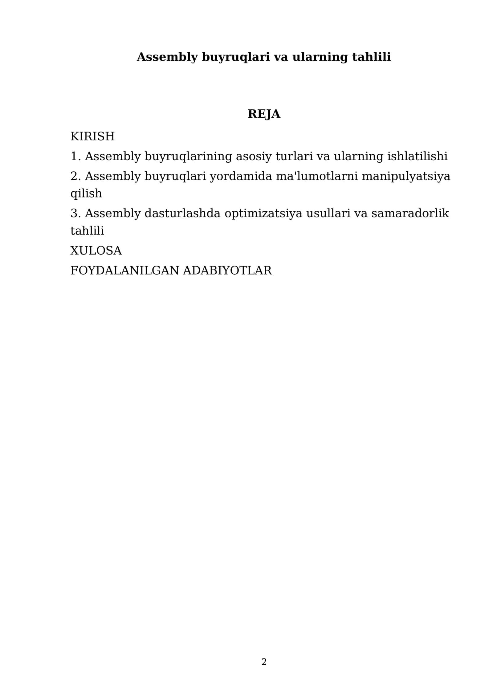 Assembly buyruqlari va ularning tahlili 2