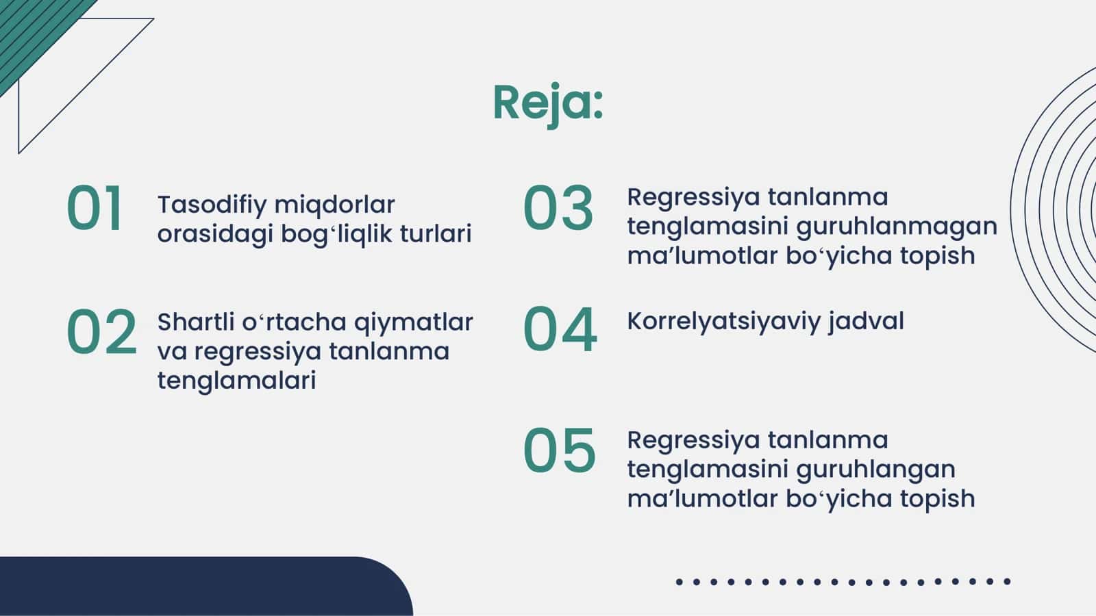 Korrelyatsiyaviy va regressiyaviy tahlil elementlari 2