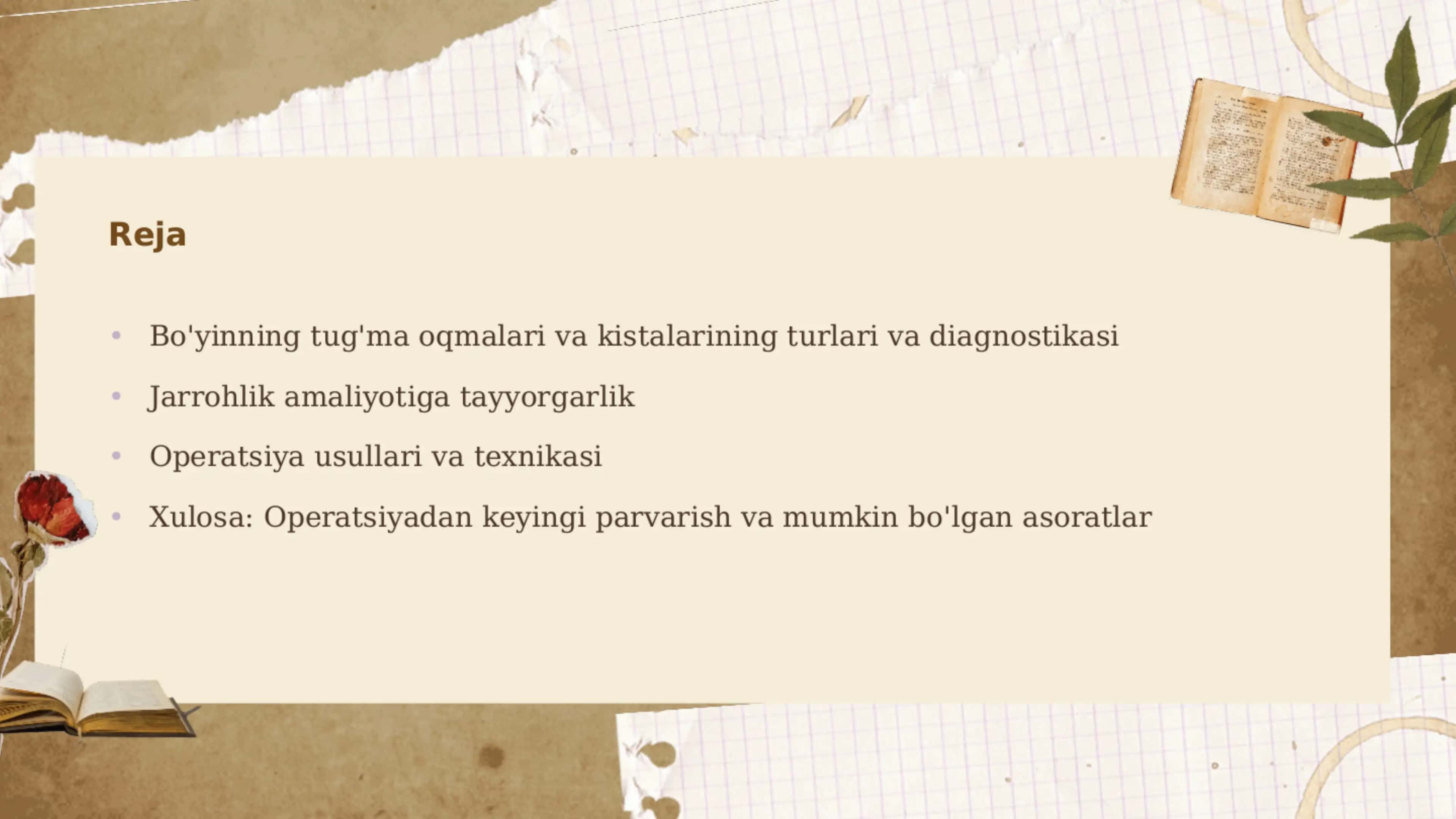 Bo'yinning tug'ma oqmalari va kistalarida operatsiyalar 2