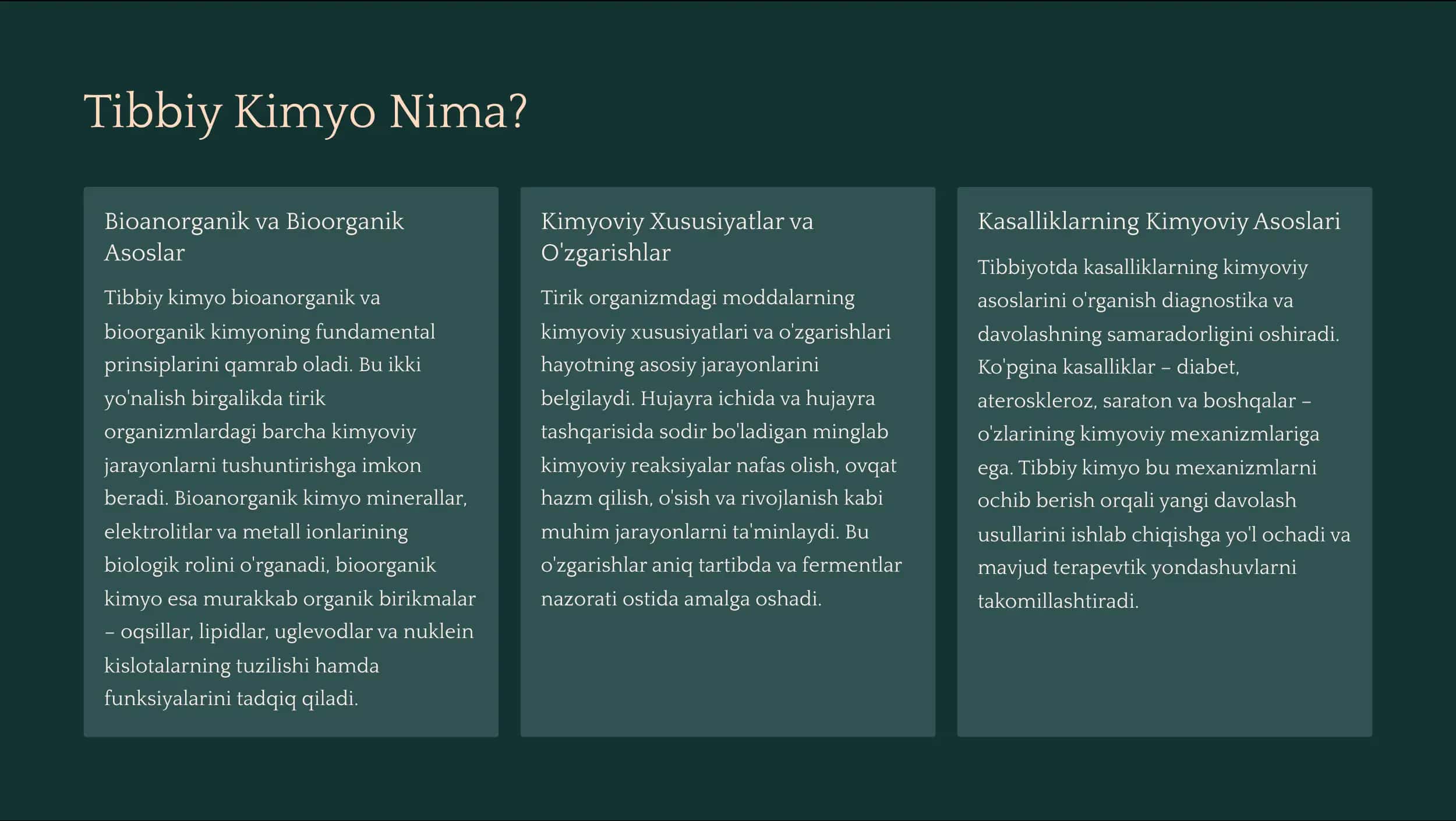 Tibbiy Kimyoga Kirish: Asosiy 2