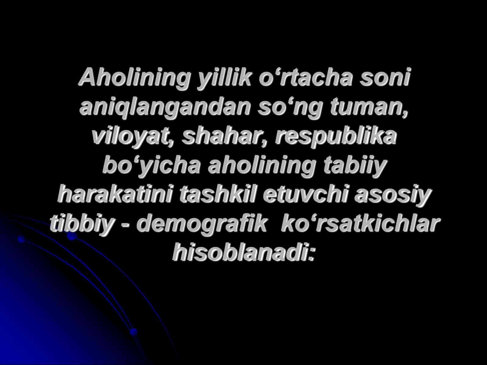 DЕMOGRAFIK KO`RSATGICHLARNI VA ULARNI HISOBLASH 2