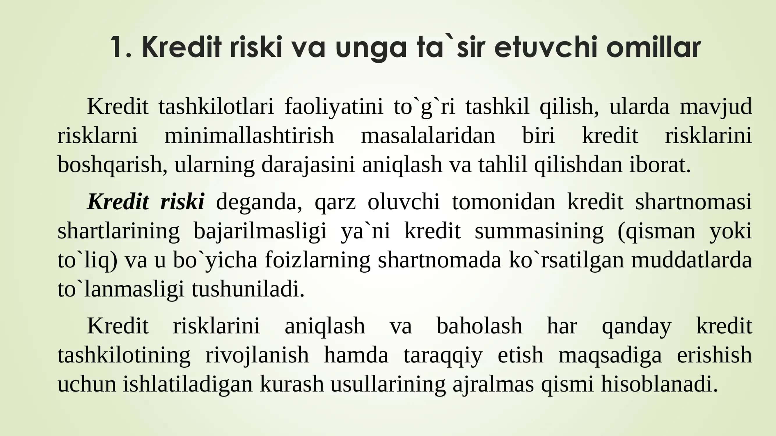 Kredit Riski va Uning Menejerlari 2