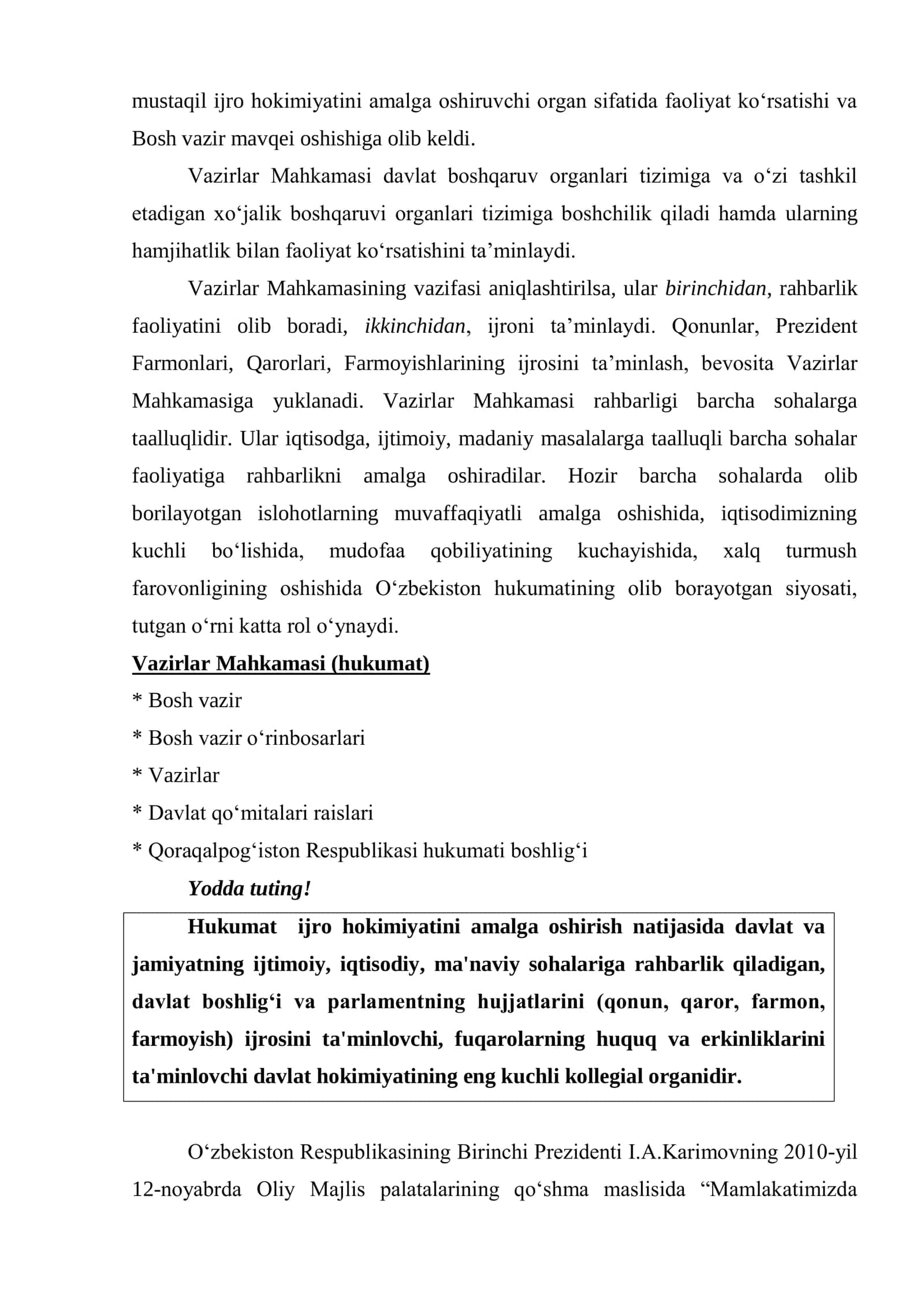 O’ZBEKISTON RESPUBLIKASINING VAZIRLAR MAHKAMASI 2