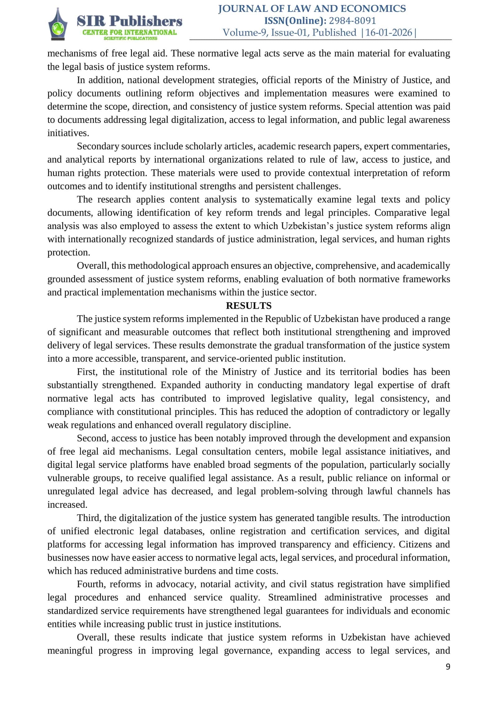 JUSTICE SYSTEM REFORMS IN THE REPUBLIC OF UZBEKISTAN 2