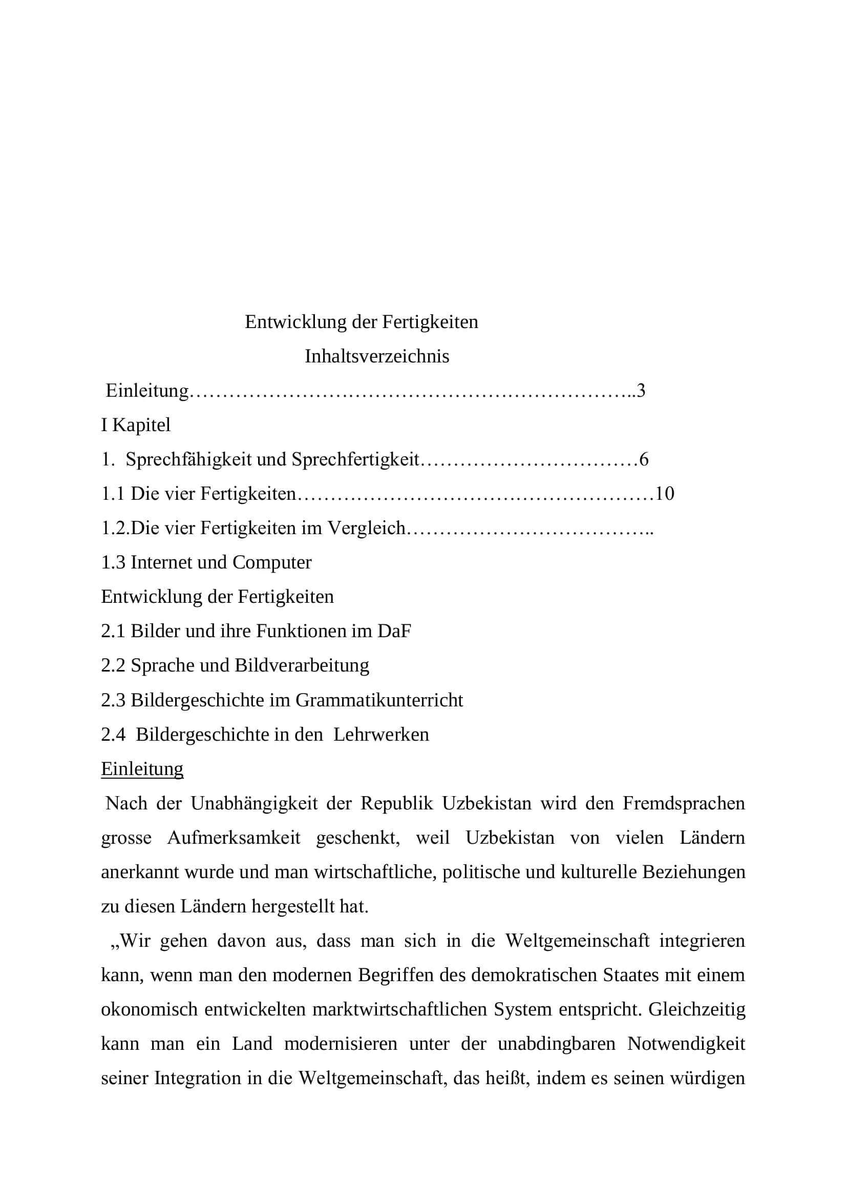 Entwicklung der Fertigkeiten 2