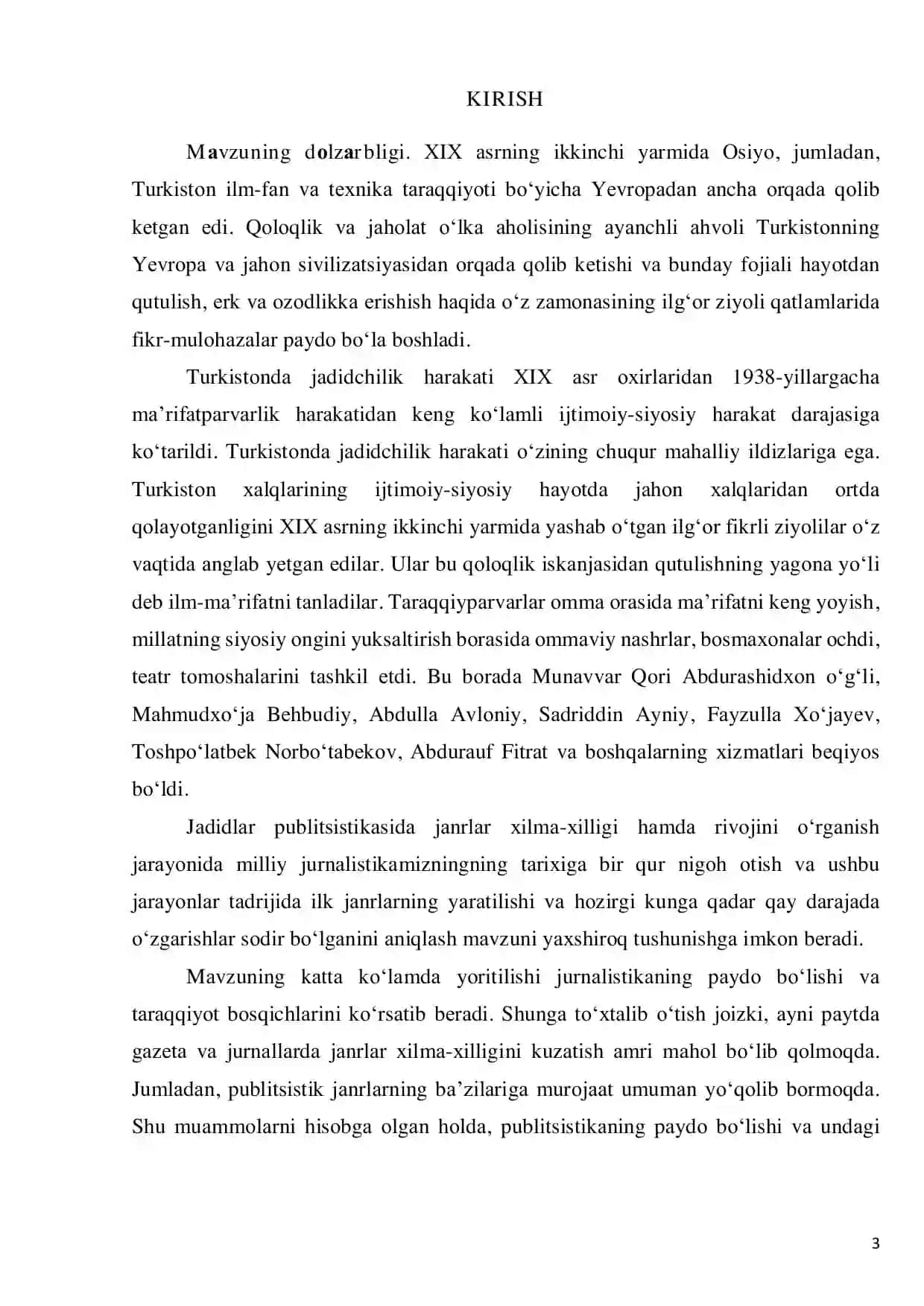 “JADIDLAR MATBUOTIDA PUBLITSISTIK BAHS(XX ASRNING DASTLABKI 20-YILLARI)” 2