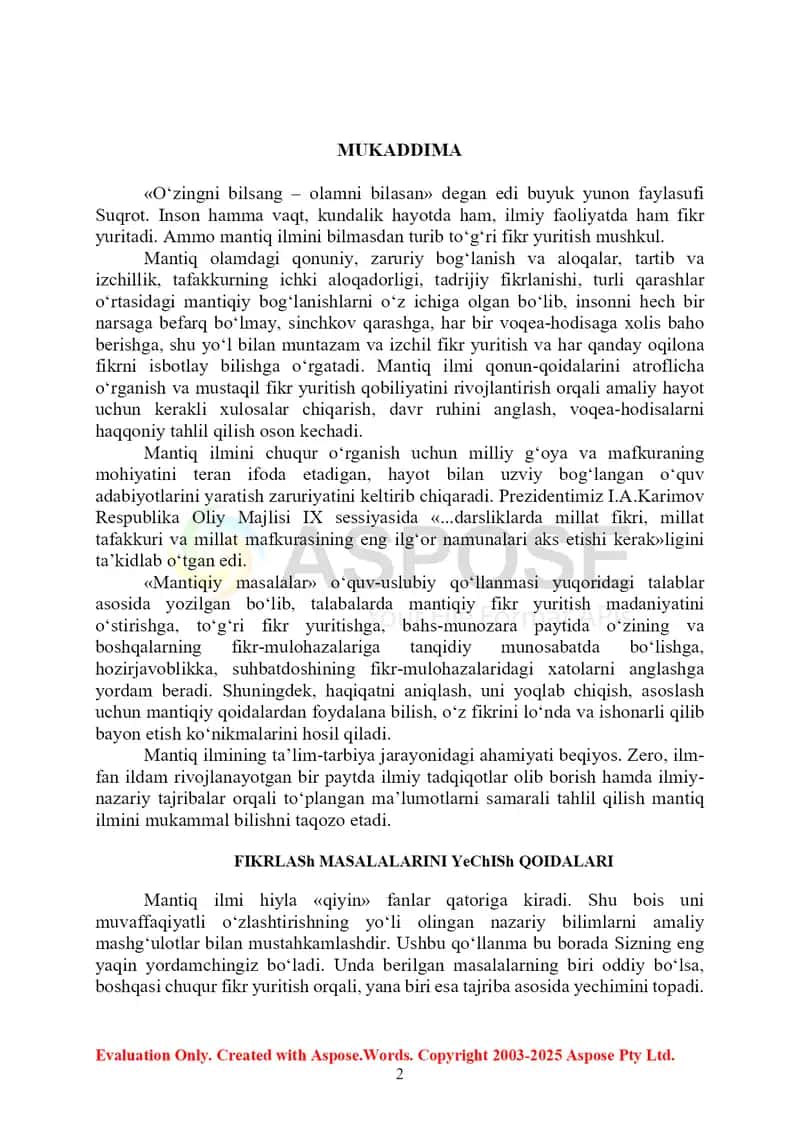 Mantiqiy Savollar 2