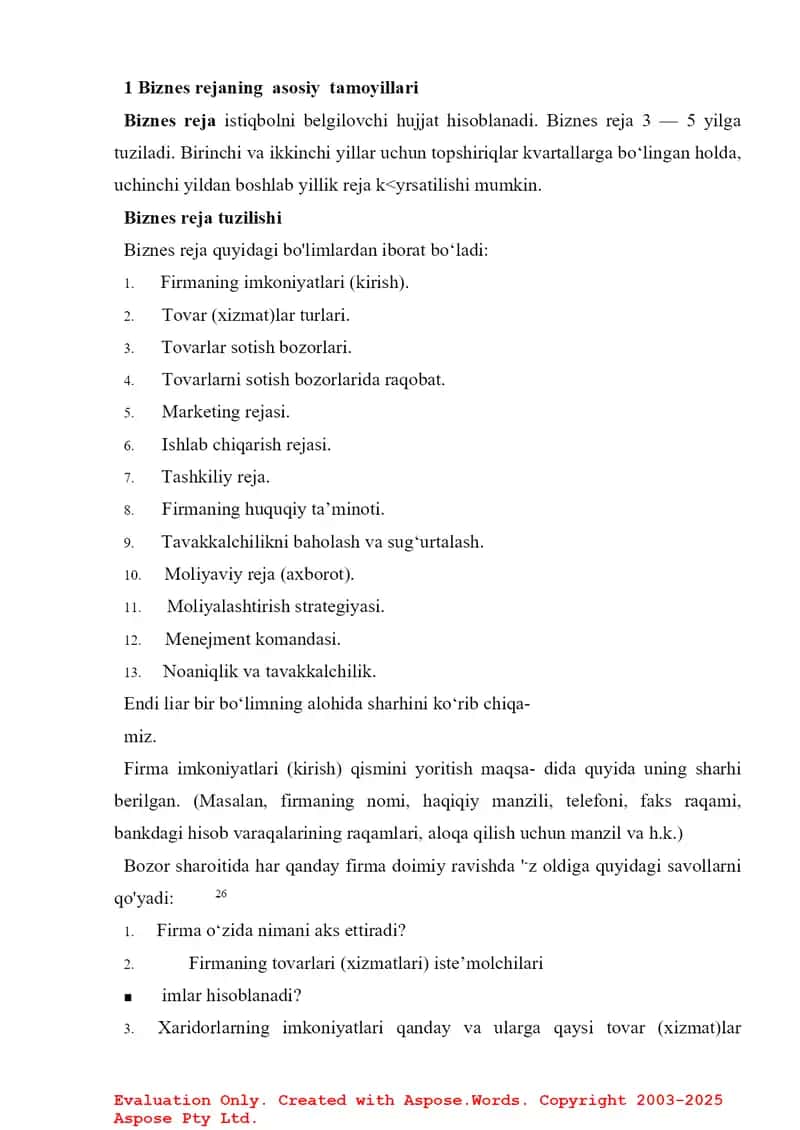 Biznes reja va uni tuzish tartibi 2