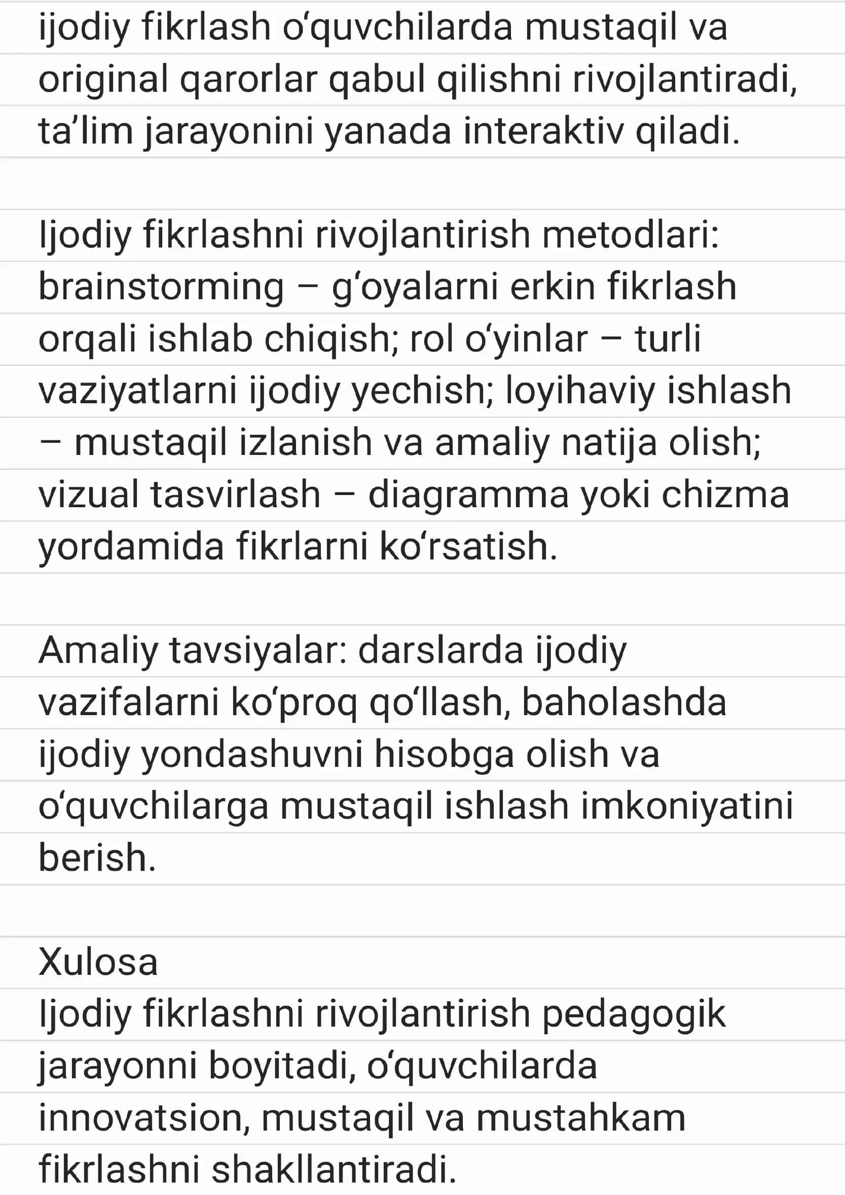 Ijodiy fikrlashning pedagogik metodlari 2