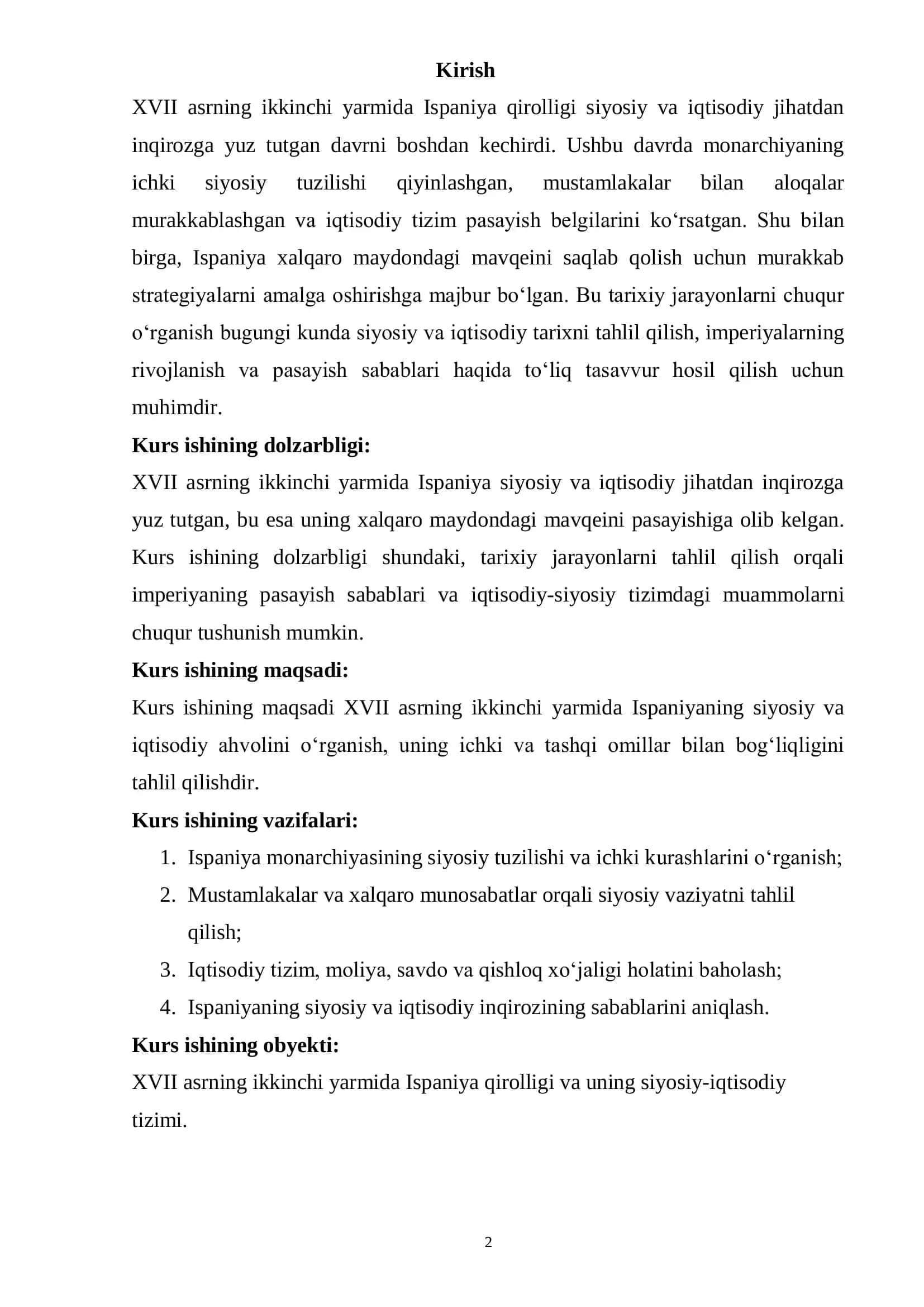 XVII asrning ikkinchi yarmida Ispaniya 2