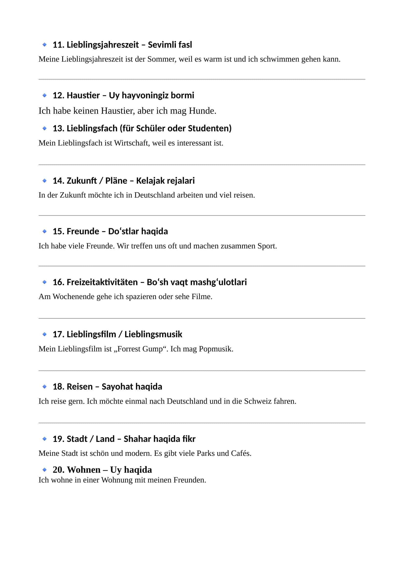 Nemis tili Redemittellar 2