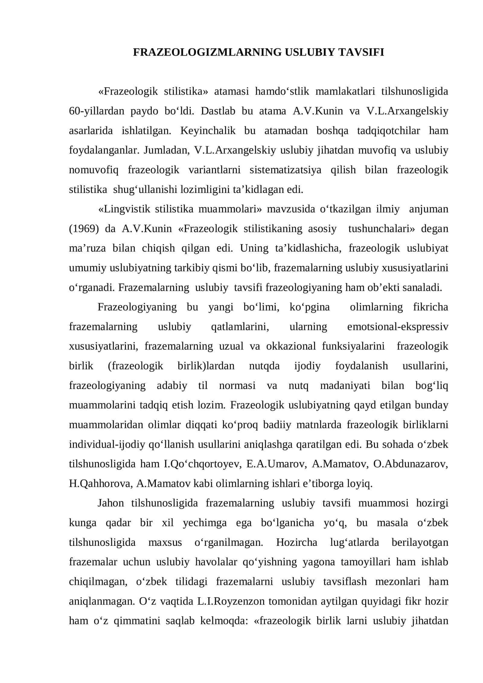 FRAZEOLOGIZMLARNING USLUBIY TAVSIFI 2