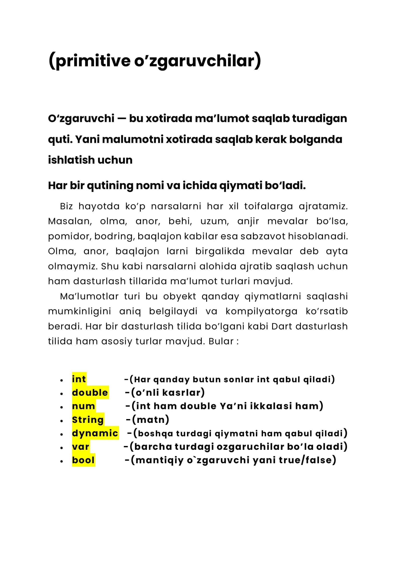 Ma’lumot turlari 2