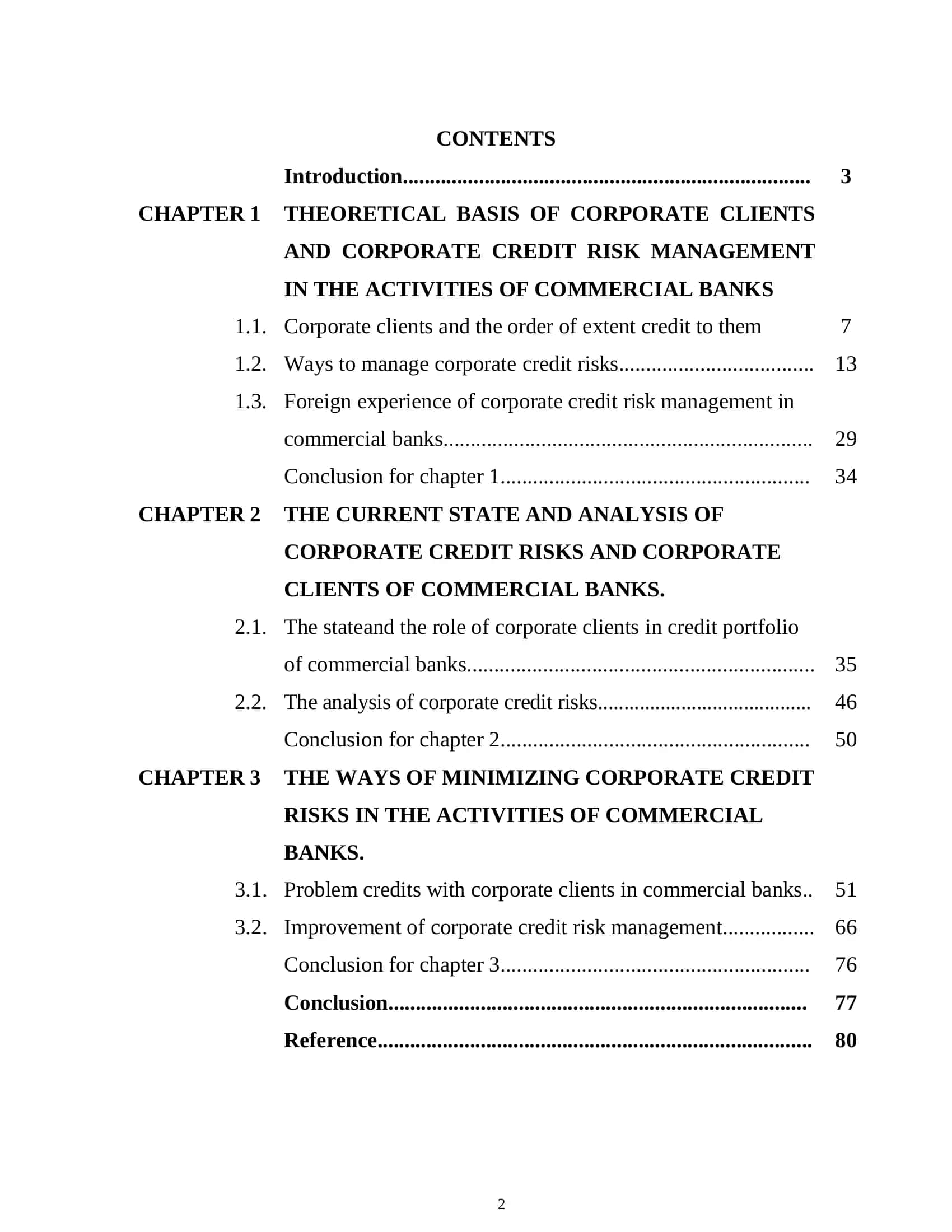 ASSESSMENT AND REGULATION OF CORPORATE CREDIT RISKS IN THE ACTIVITIES OF COMMERCIAL BANKS 2