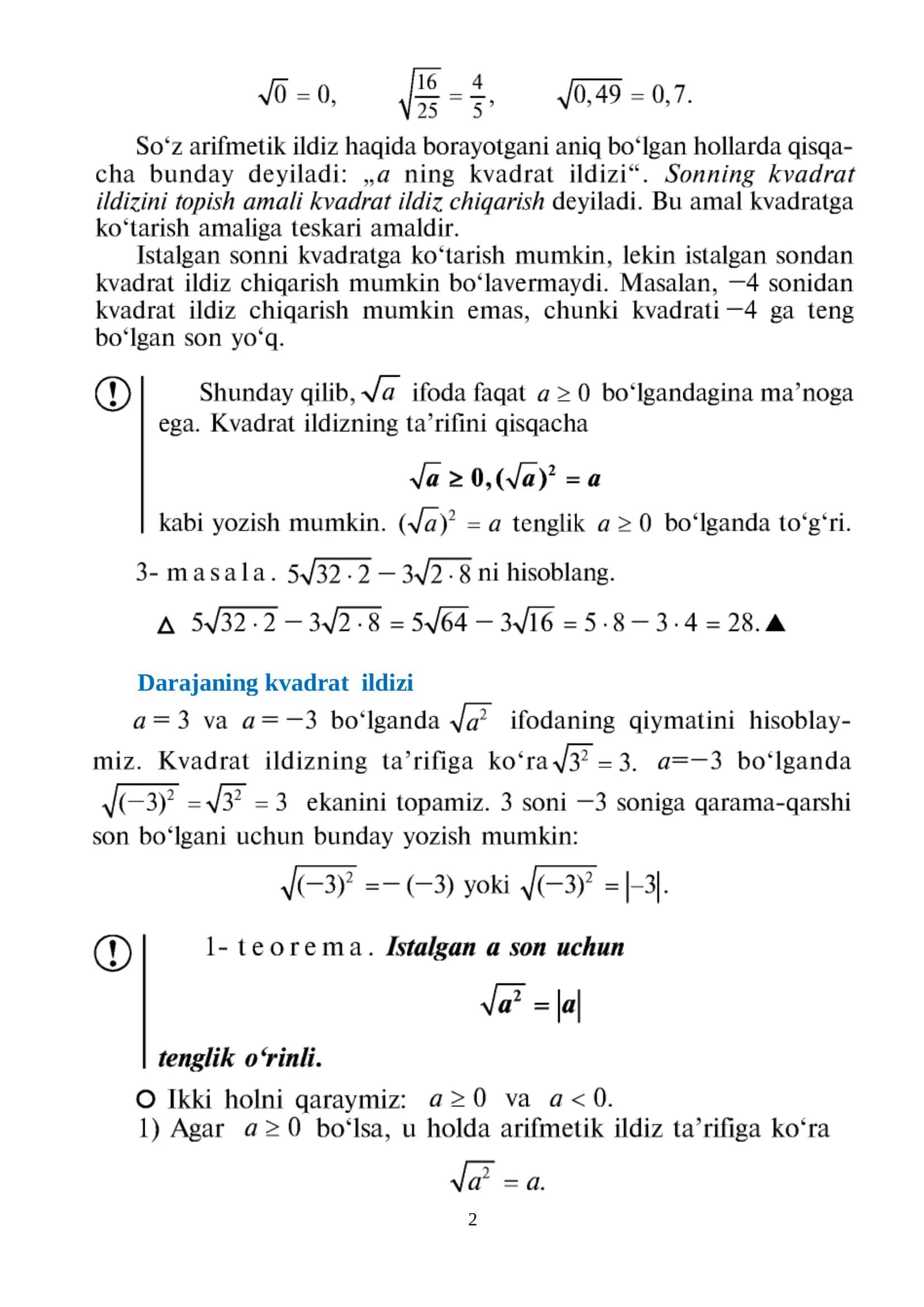 Arifmetik kvadrat ildiz 2
