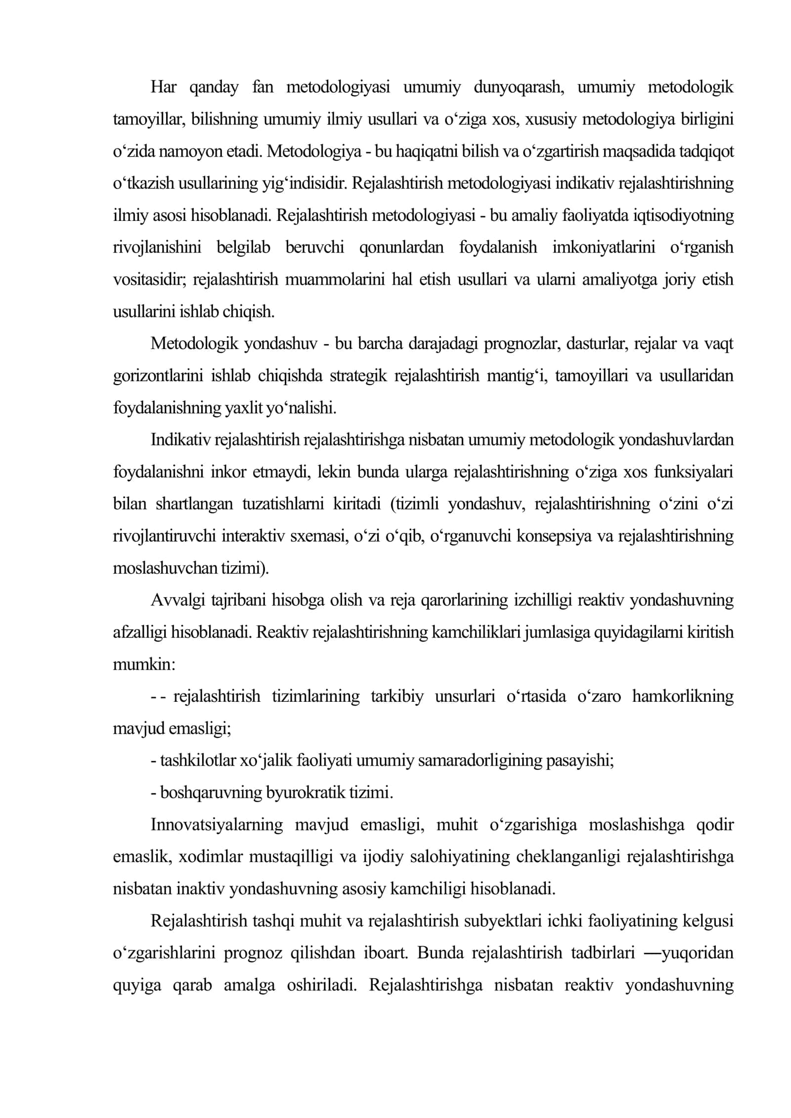 Indikativ rejalashtirish usullari 2