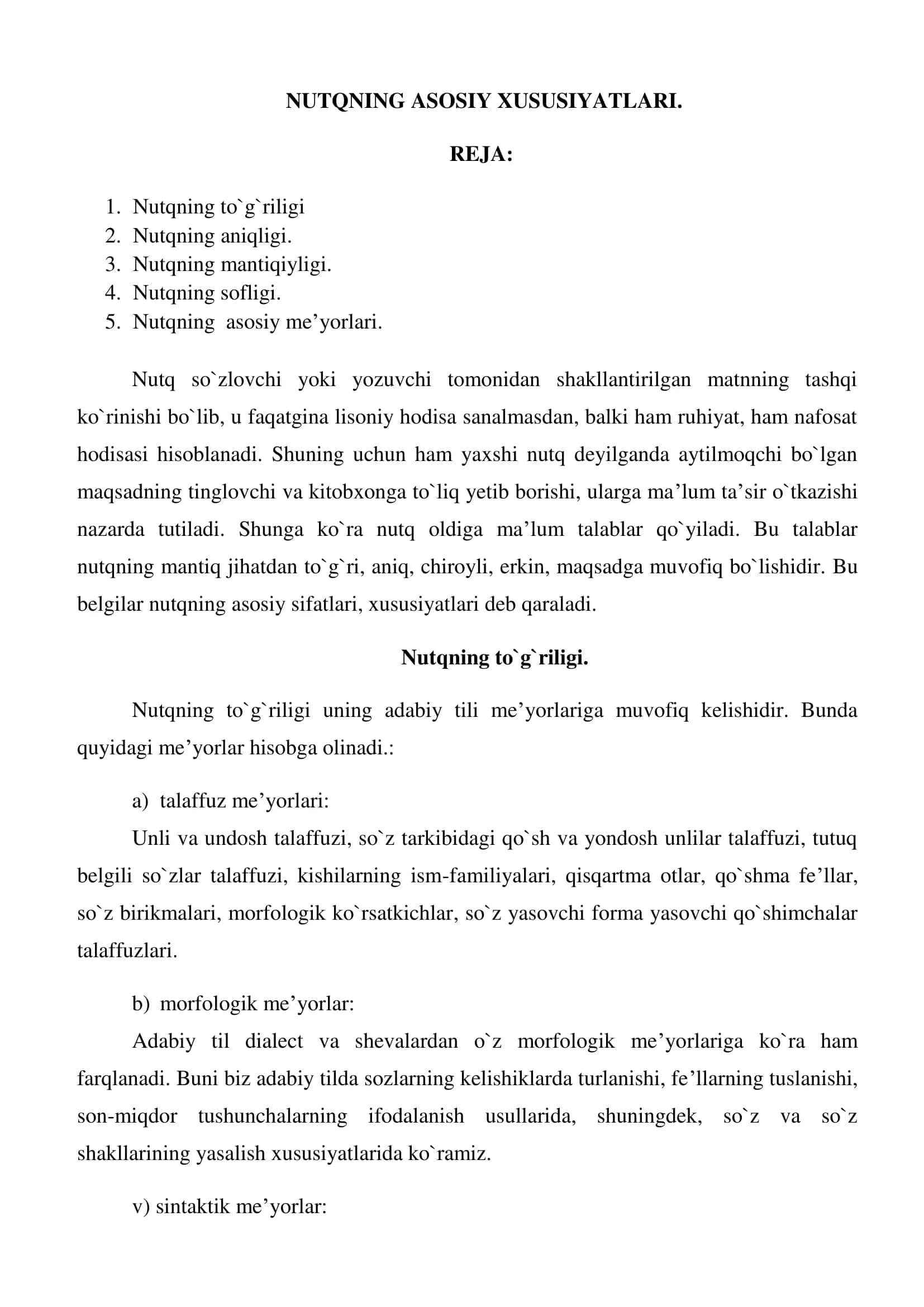 NUTQNING ASOSIY XUSUSIYATLARI 2