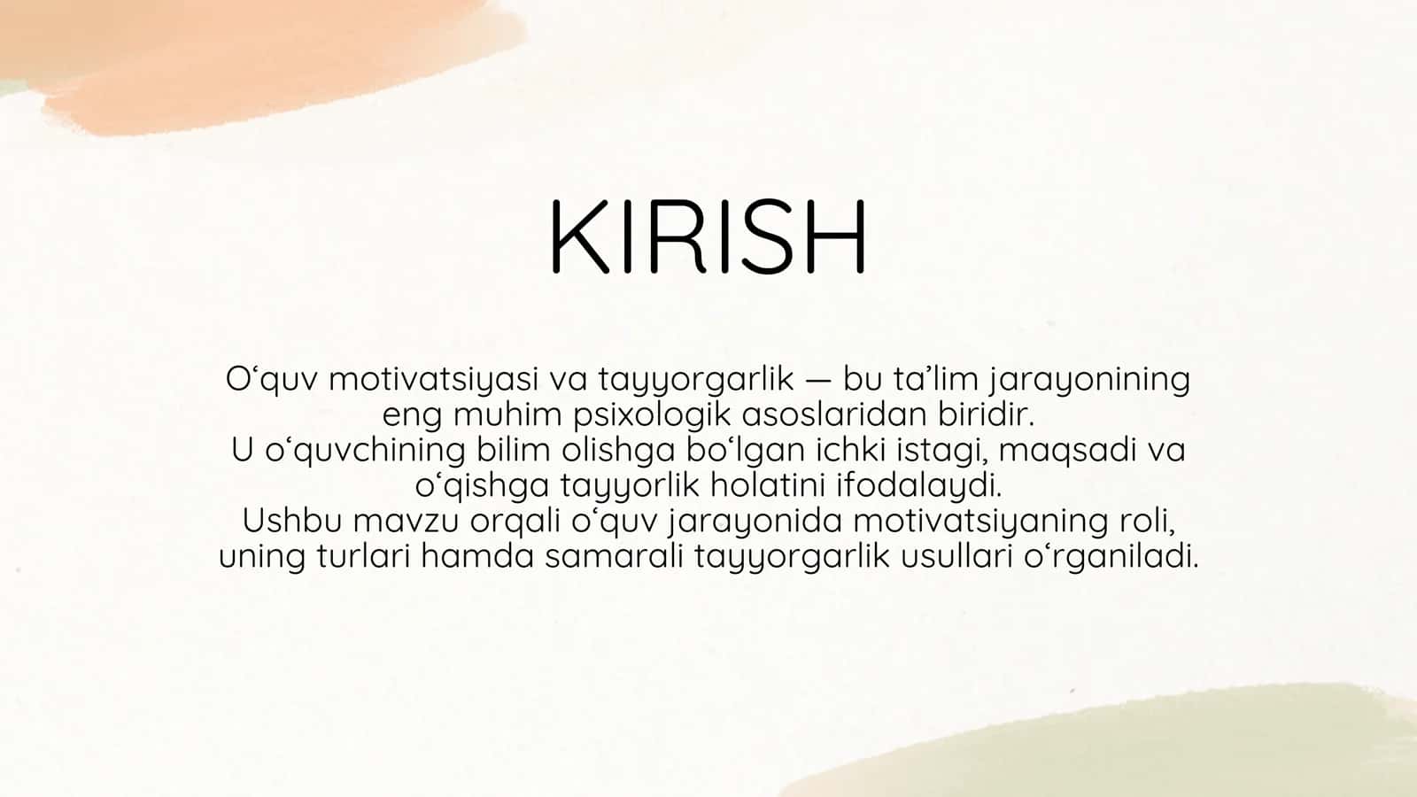 O'quv motivatsiyasi va tayyorgarlik 2