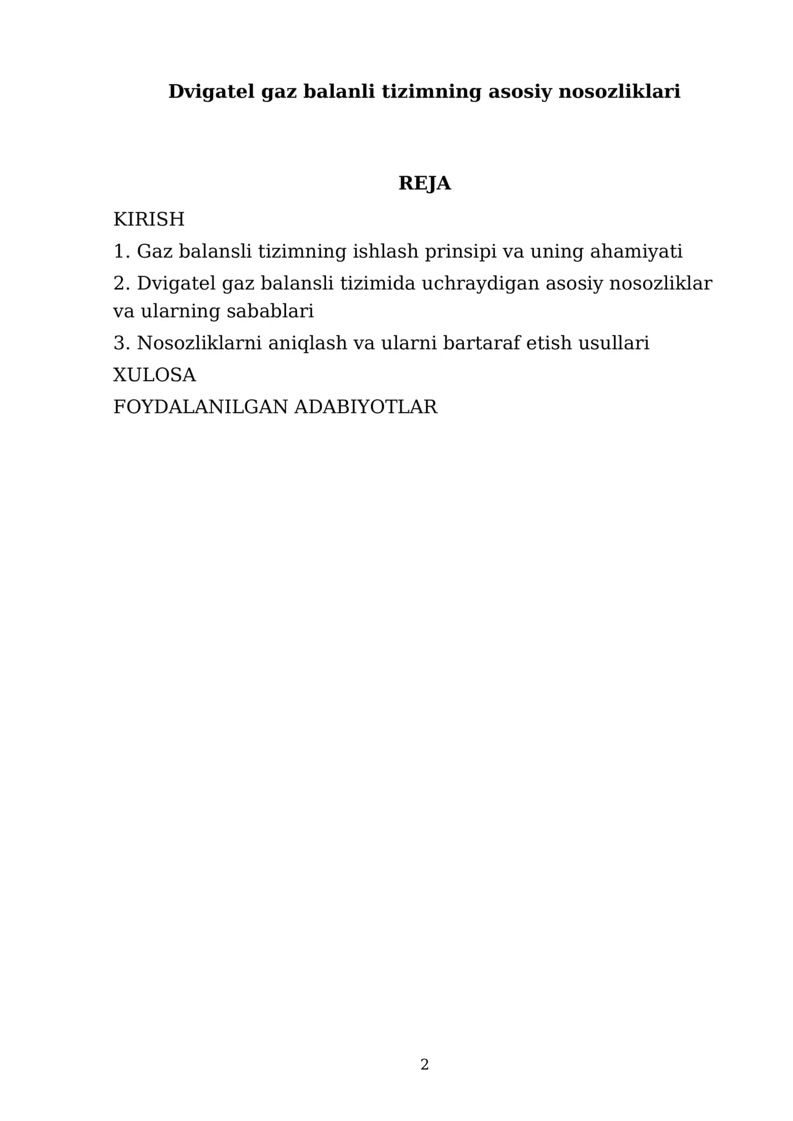 Dvigatel gaz balanli tizimning asosiy nosozliklari 2