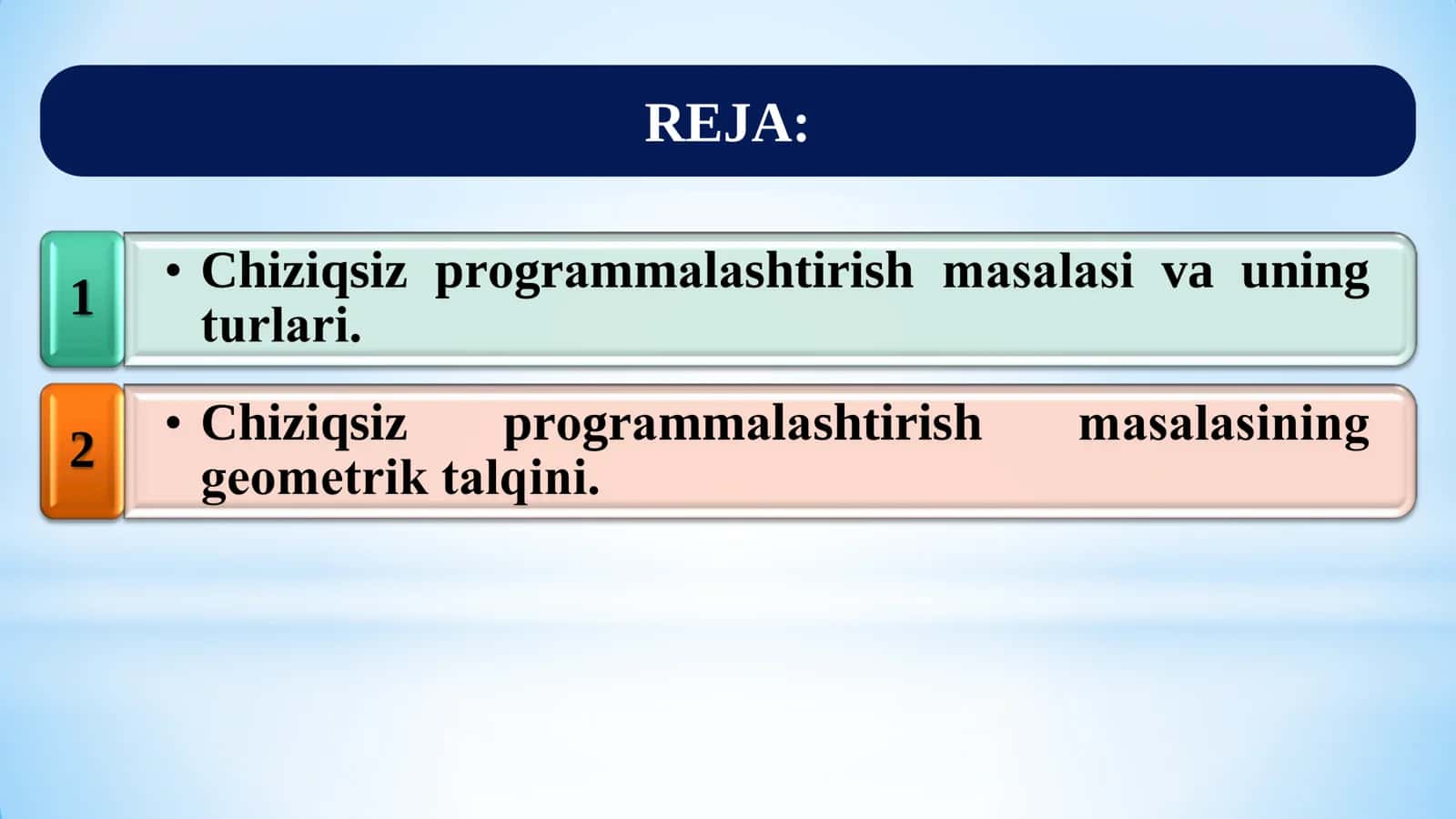 Amaliy matematika 2: Chiziqsiz programmalashtirish masalasi 2