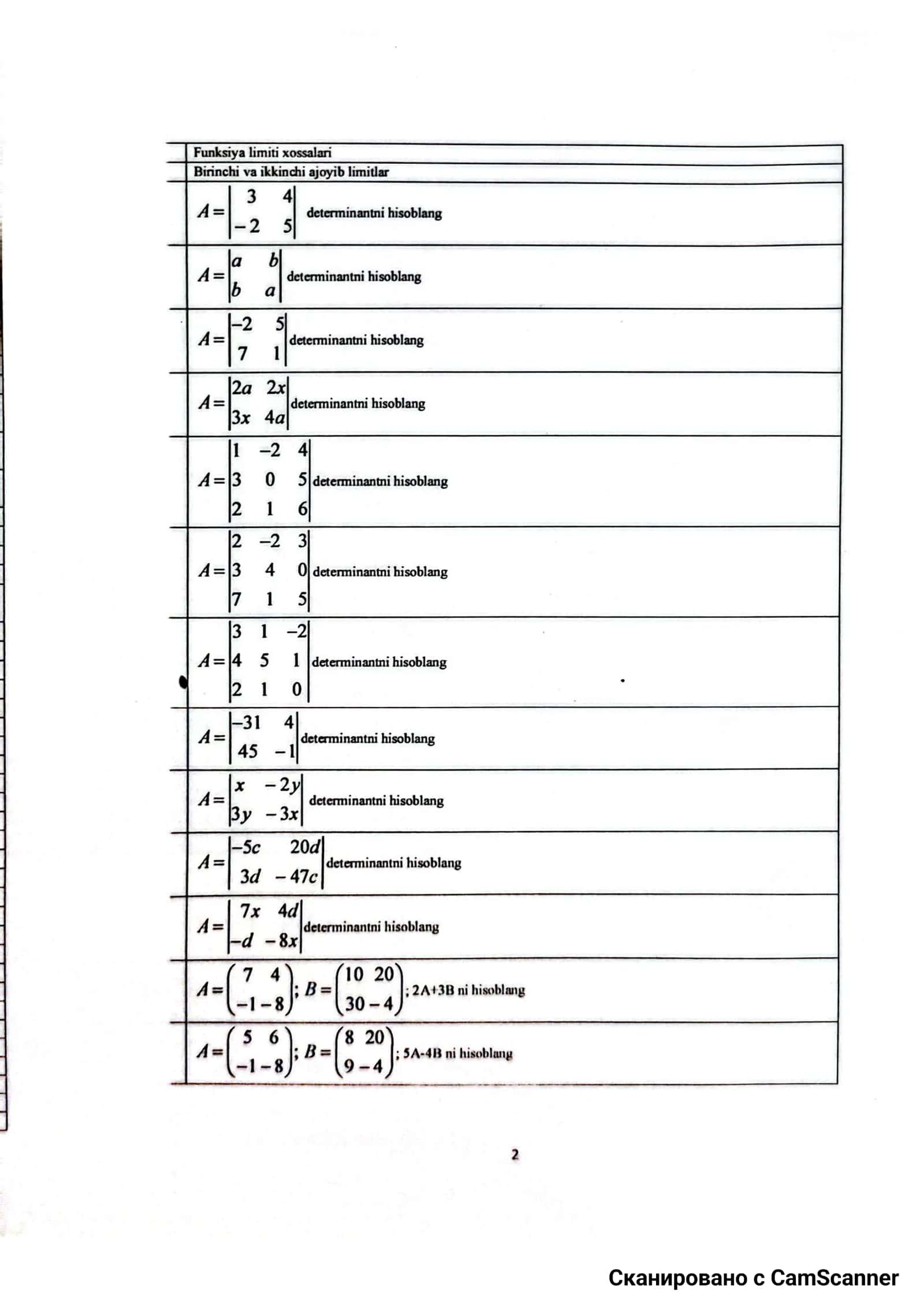 Oliy matematika savollari 2