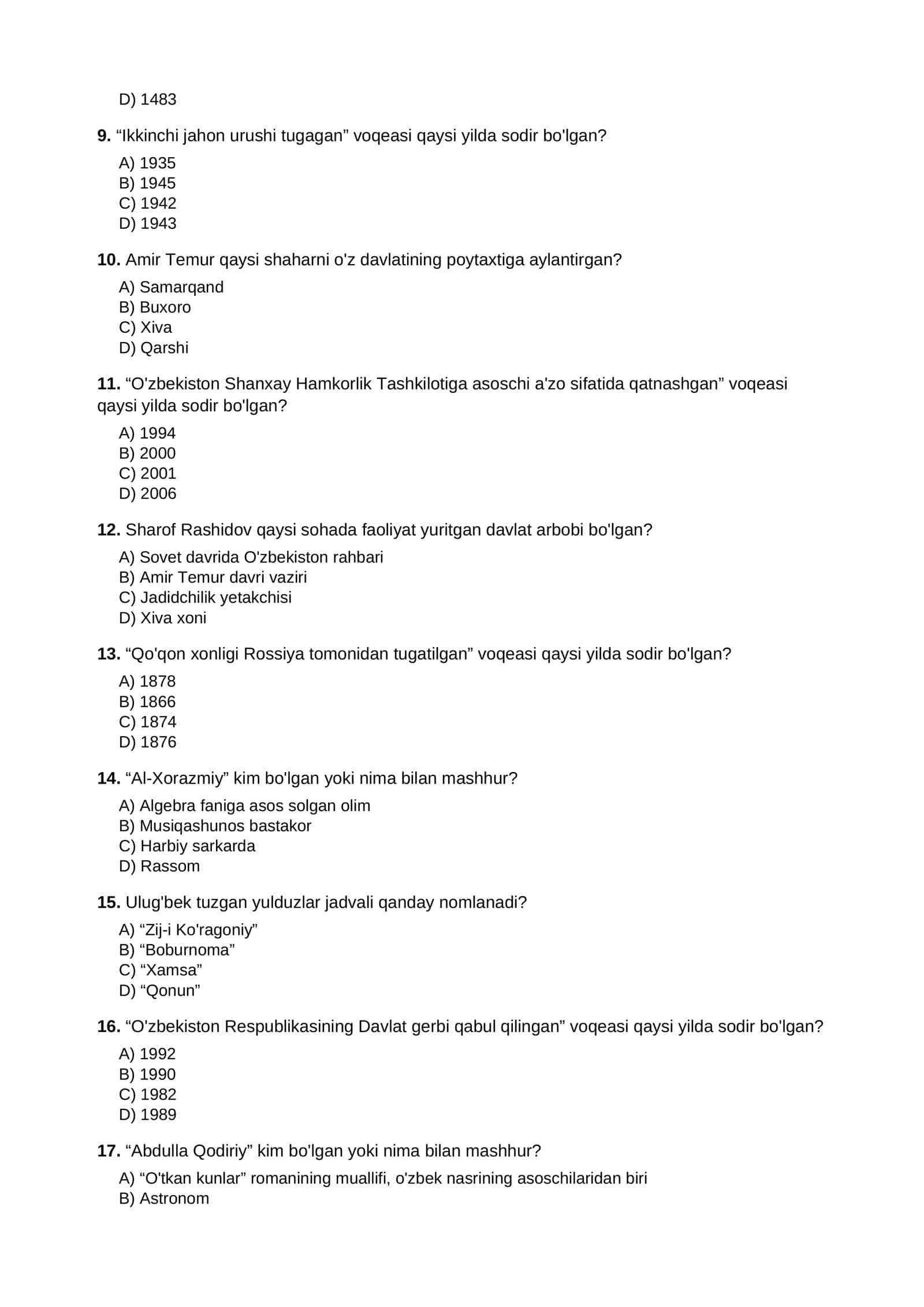 DTM uchun qiyinlashtirilgan test toʻplami 2