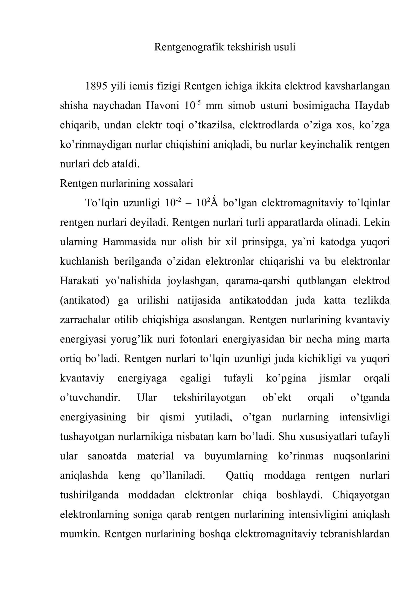 Rеntgеnоgrаfik tаhlil 2