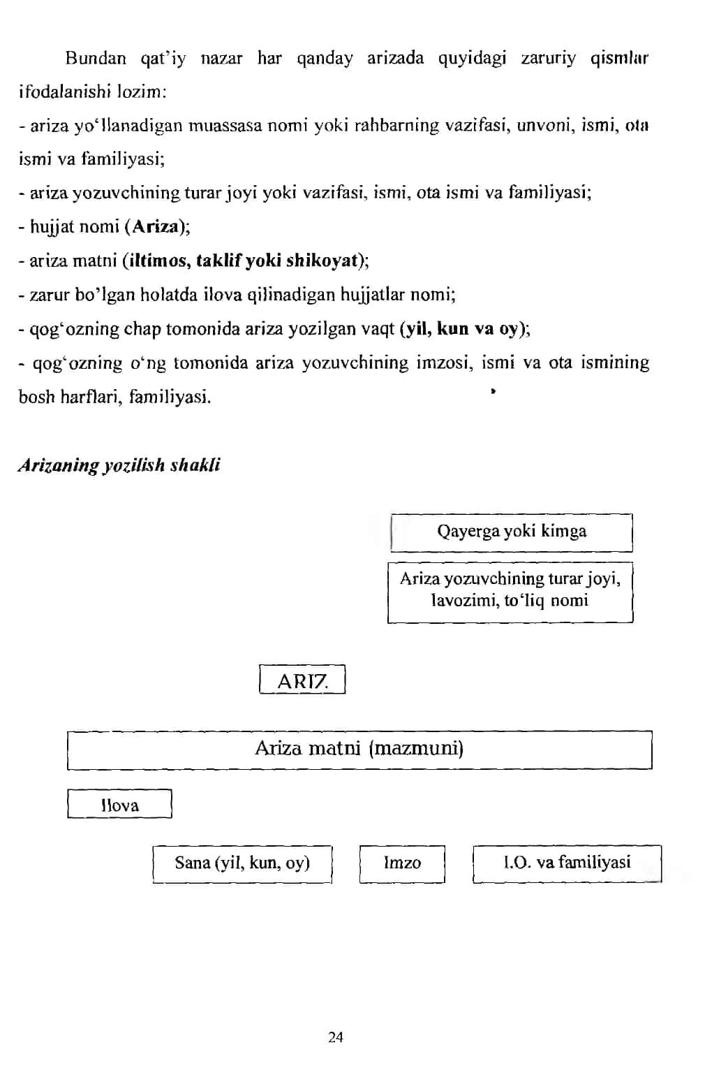 Ariza yozish qoidalari 2