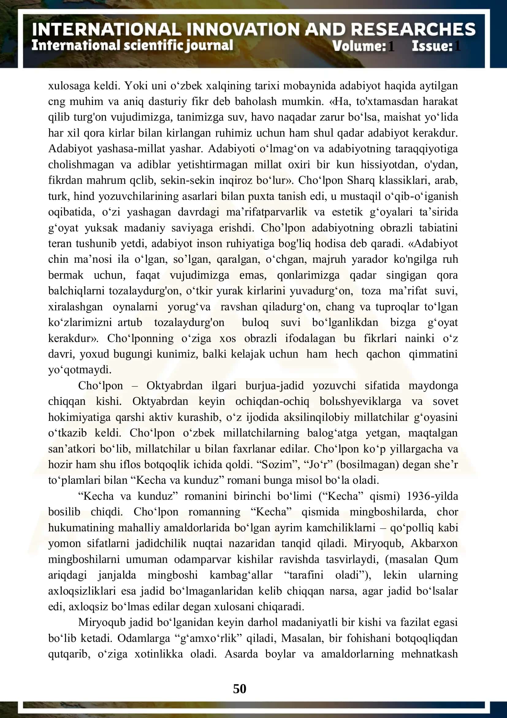 Cho’lponning Adabiy-Tanqidiy Qarashlari 2
