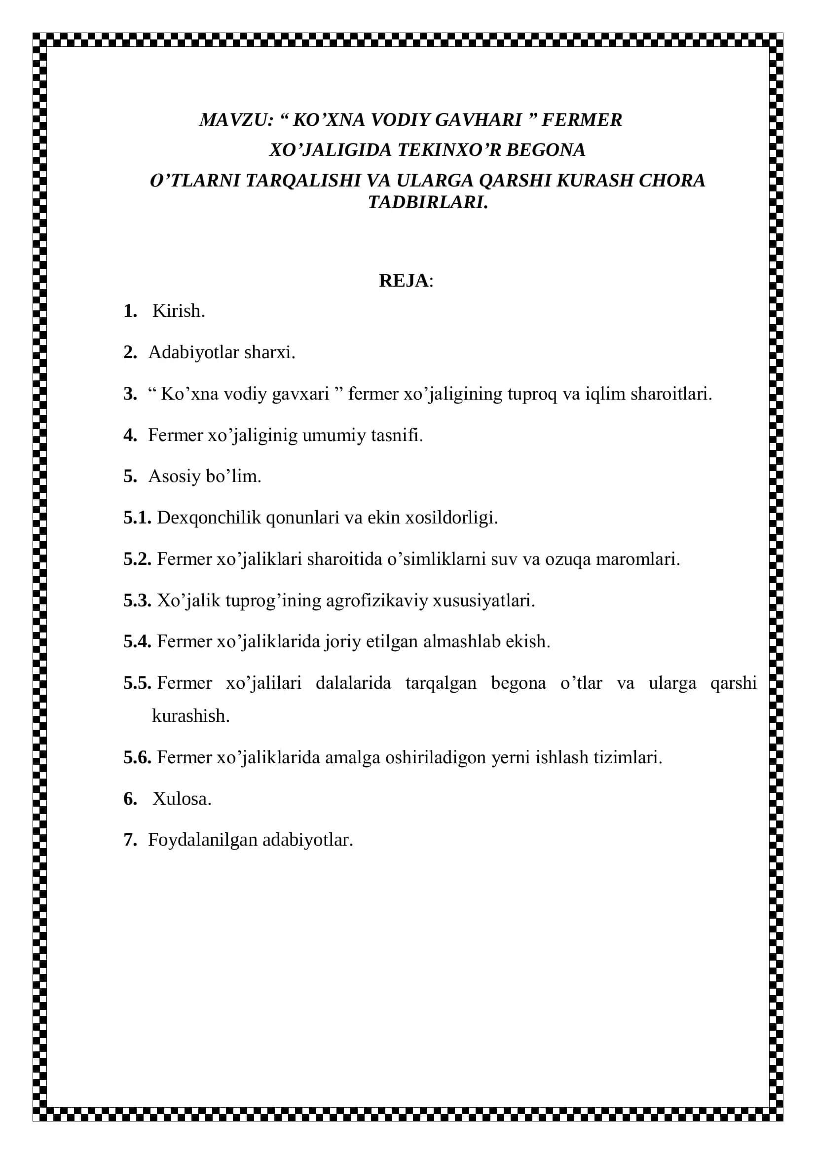 “KO’XNA VODIY GAVHARI” FERMER 2