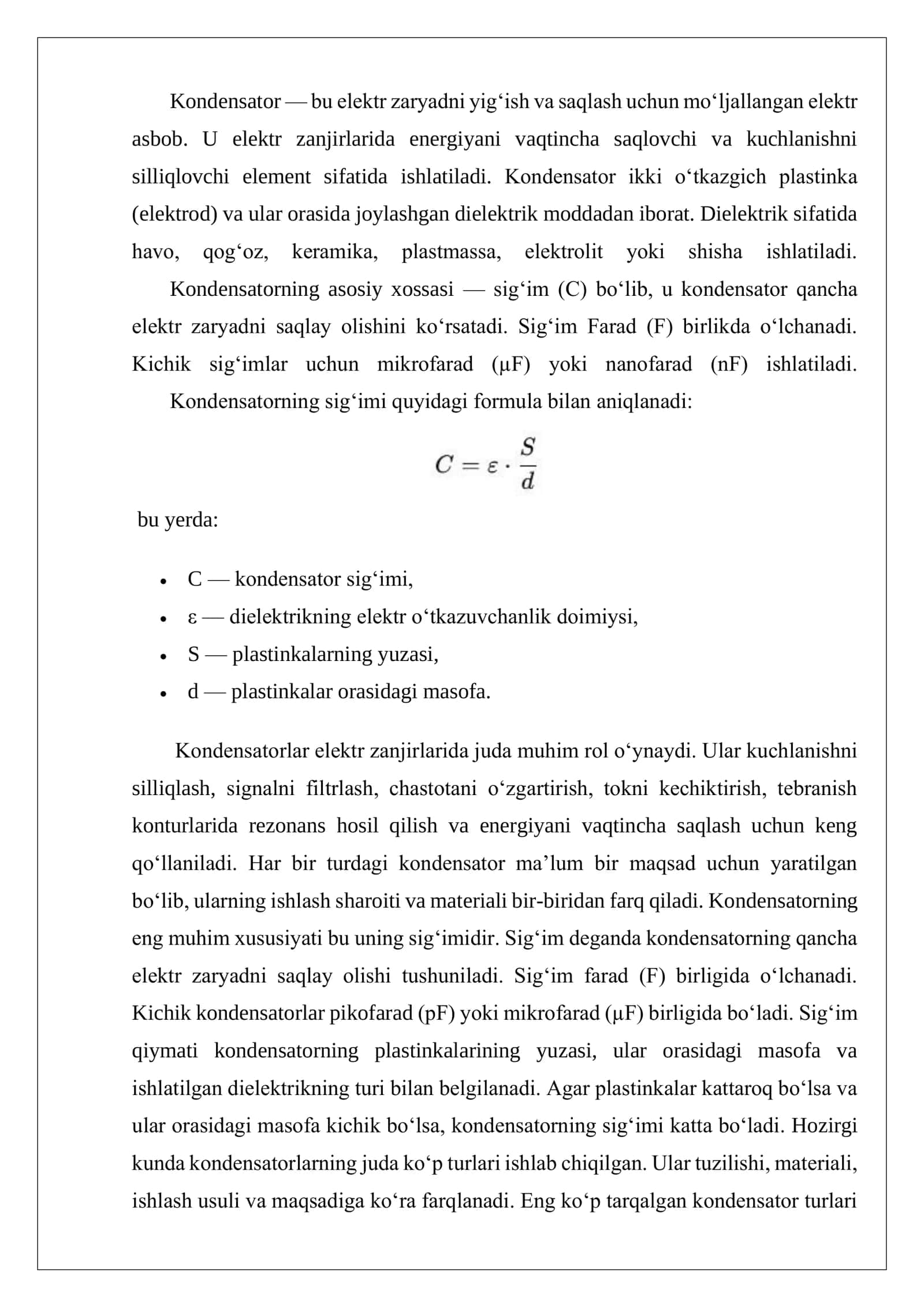 Kondensatorlar tizimini hisoblash (paralel va ketma-ket ulanish) 2