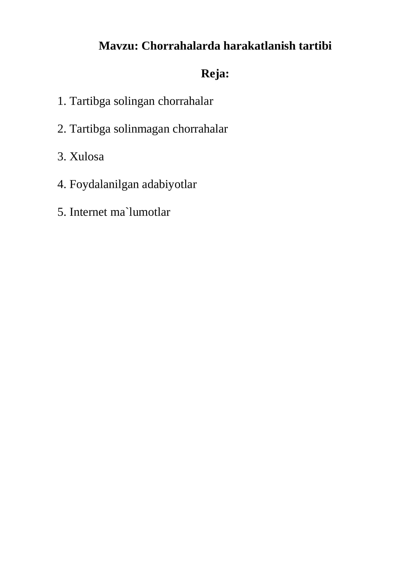 Chorrahalarda harakatlanish tartibi 2
