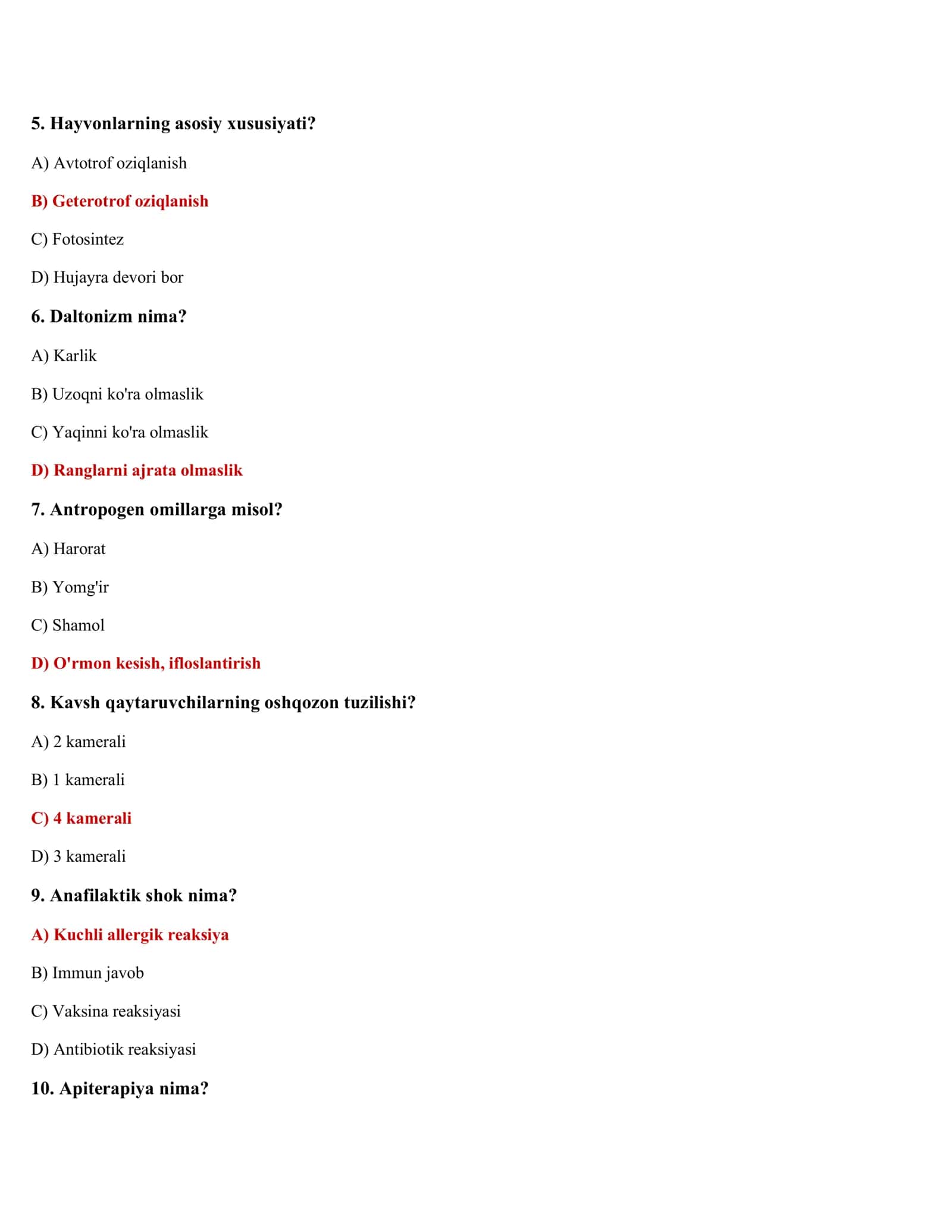 BIOLOGIYA FANIDAN 500 TEST SAVOLLARI 2
