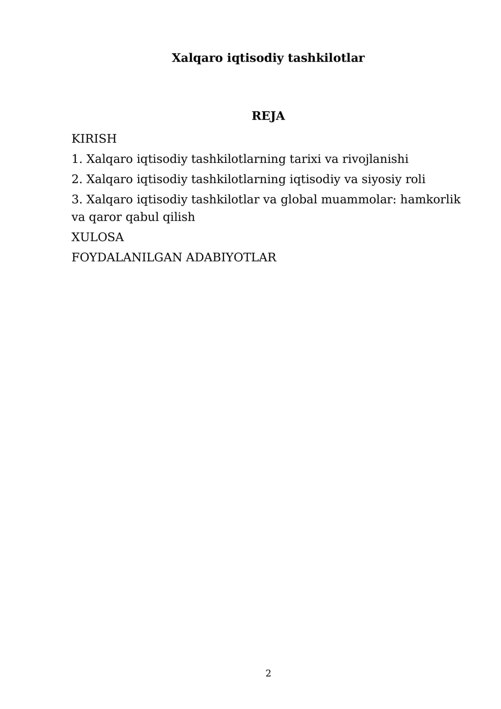 Xalqaro iqtisodiy tashkilotlar 2