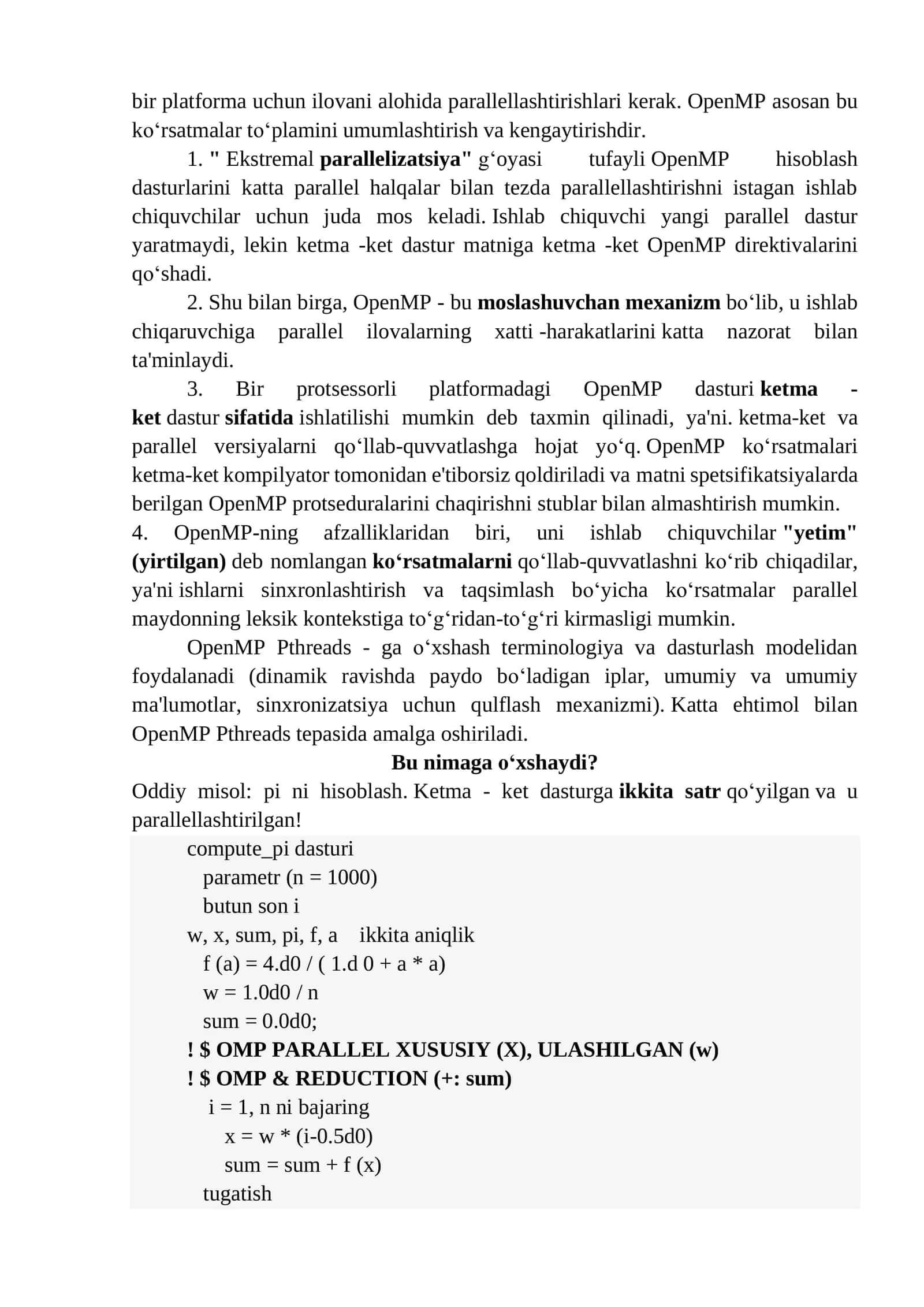 OpenMP va MPI pakeatlari 2