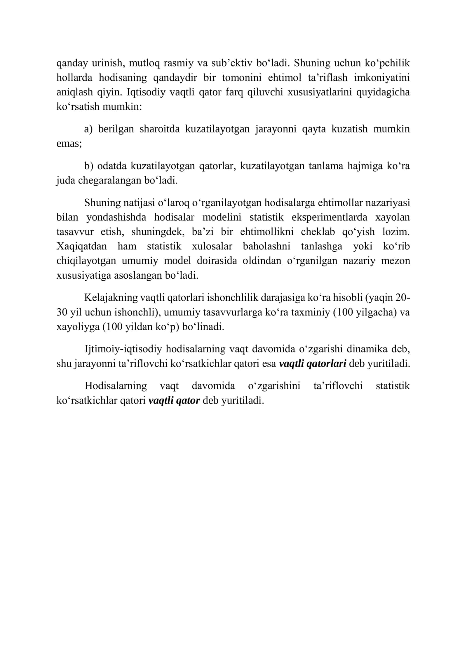 Vaqtli qatorlar 2