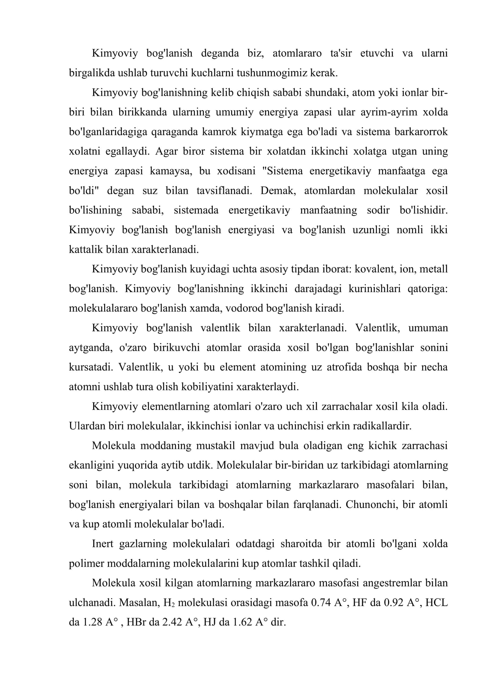 Kimyoviy va molekulalararo ta'sir 2