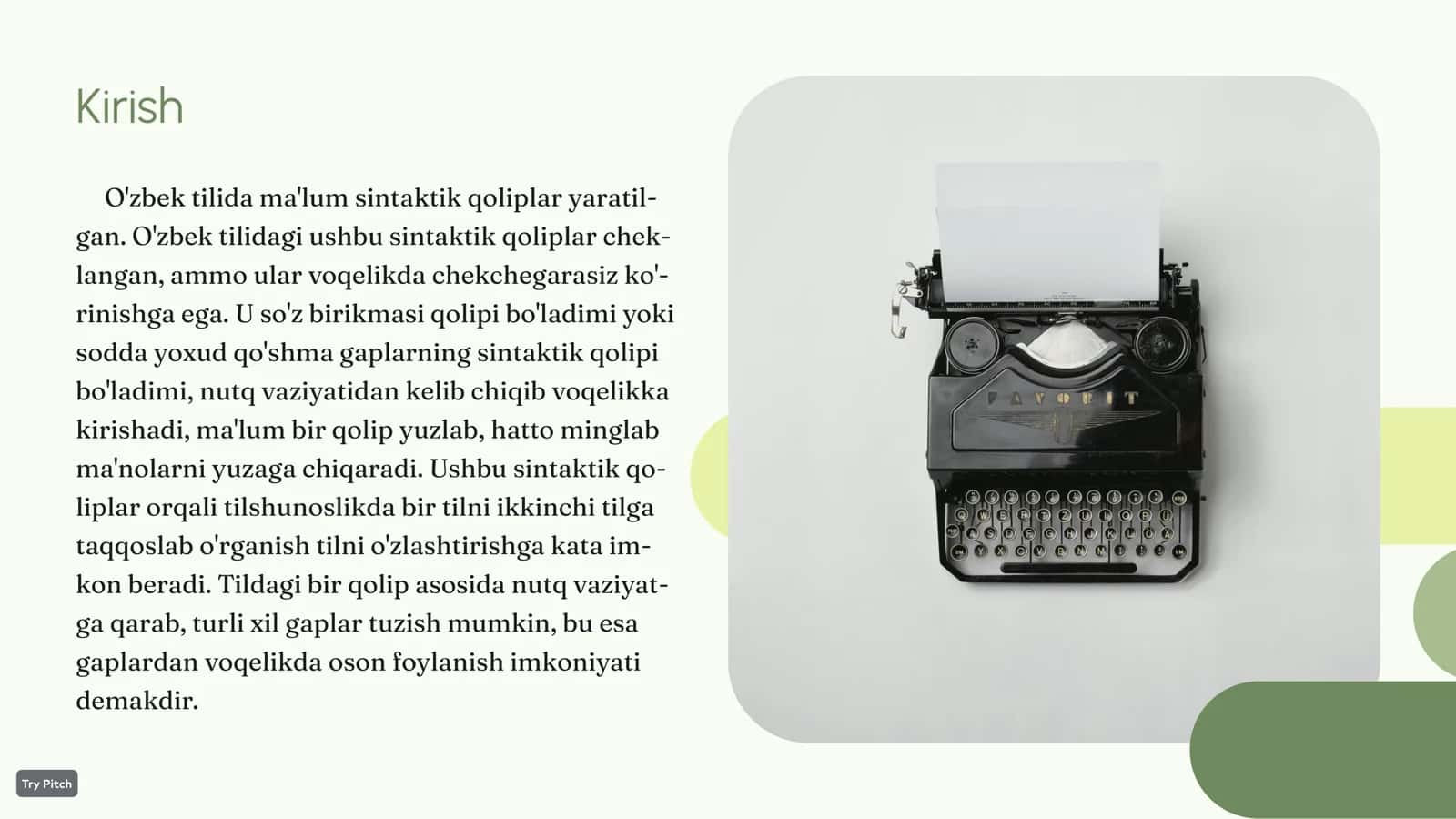 Sintaktik qolipning nutqiy kengayishi. 2