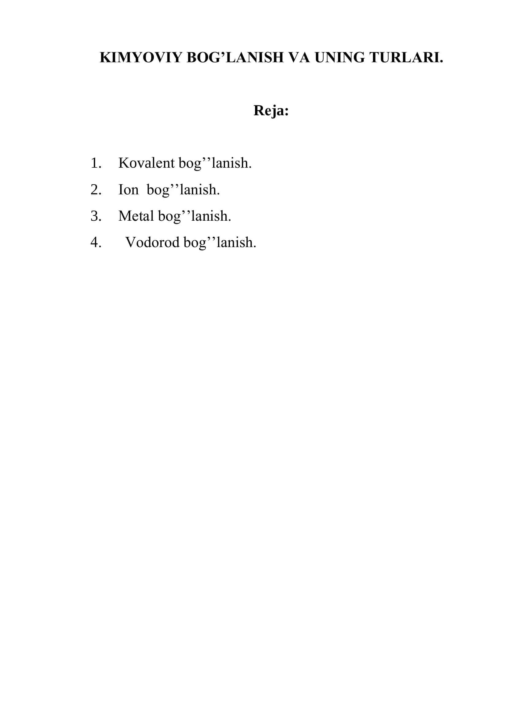 Kimyoviy bog’’lanishning xarakteristikasi 2