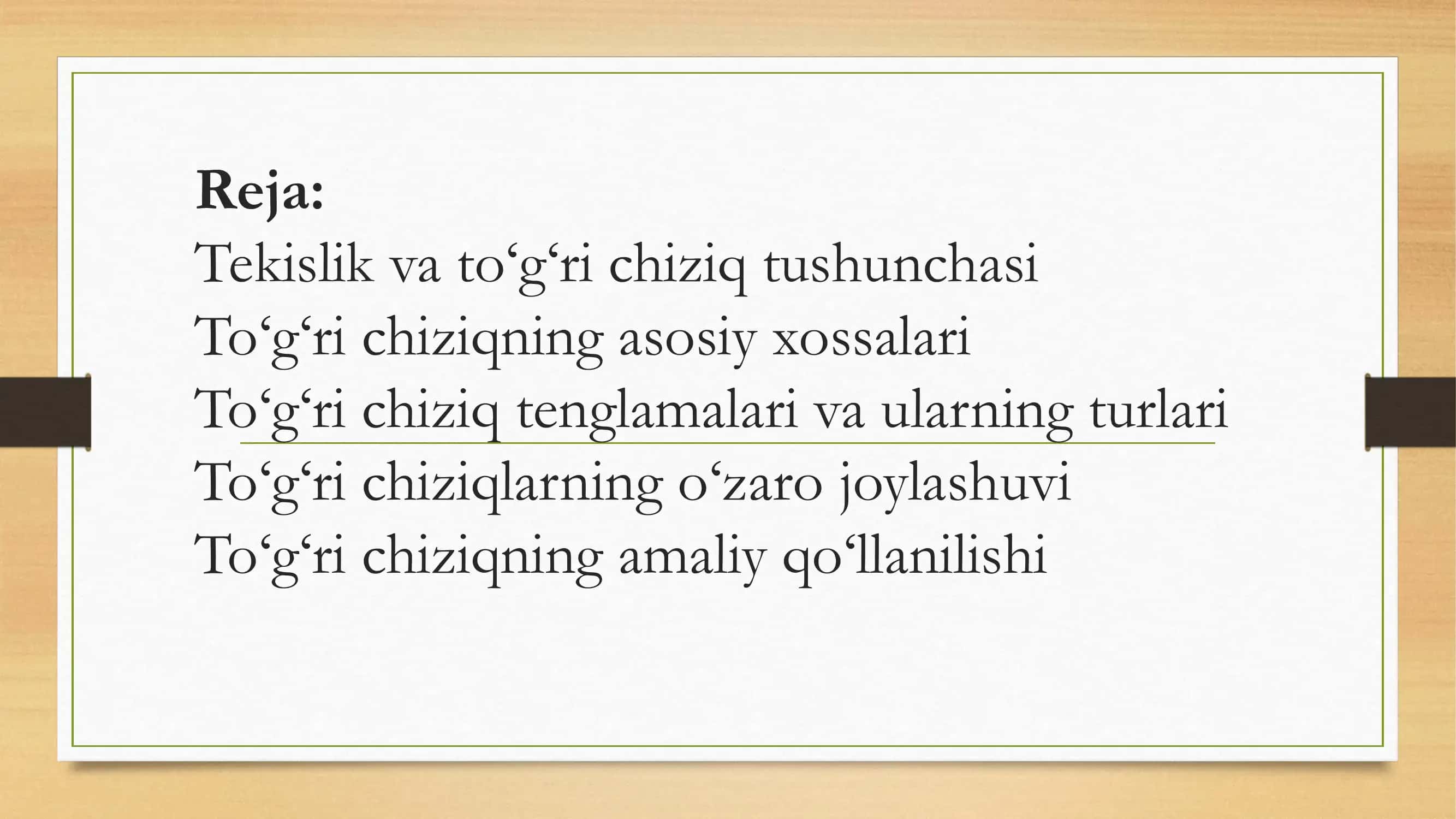 Tekislikda To'g'ri Chiziq 2