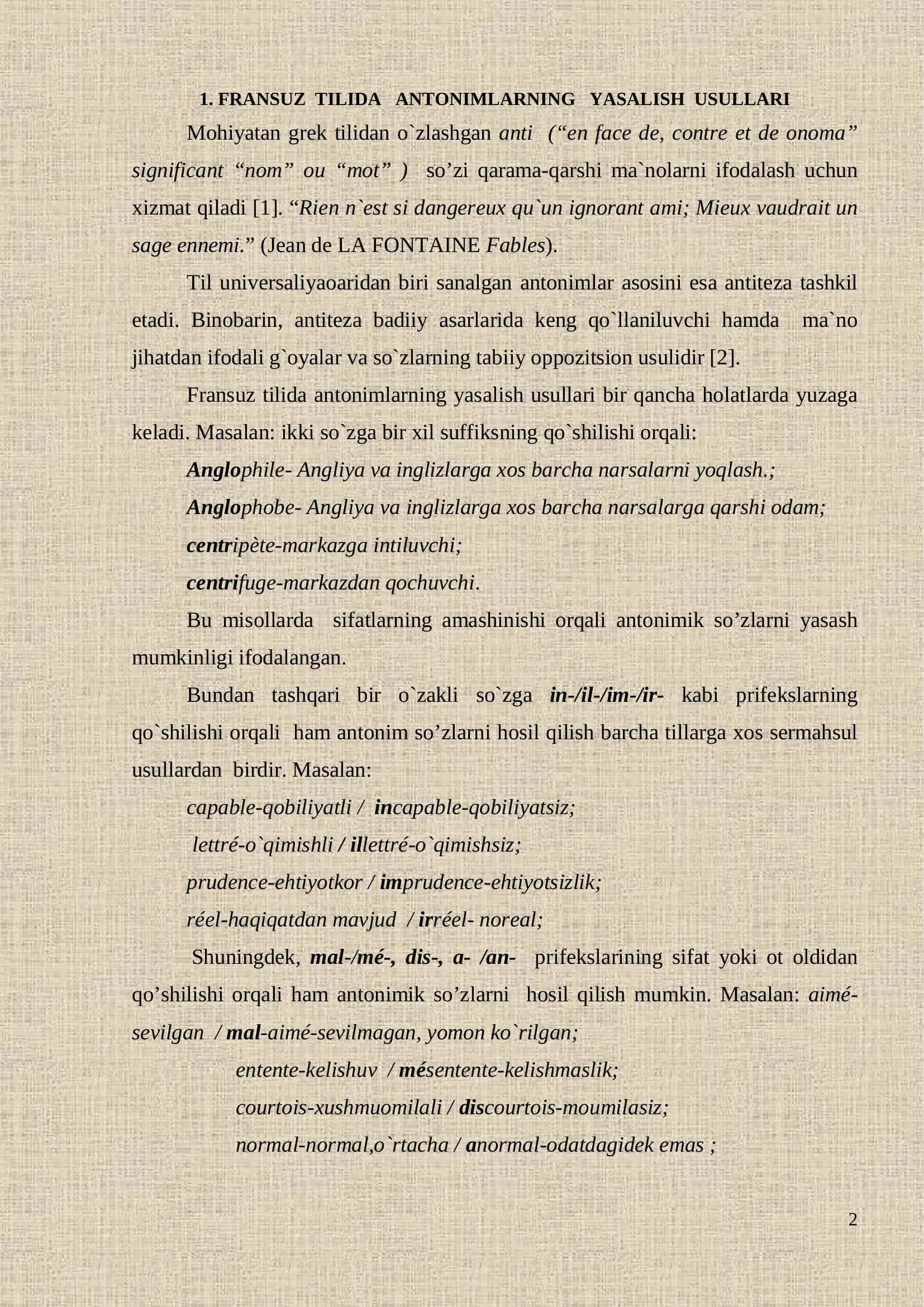 Fransuz tilida antonimik frazeologik birliklar 2