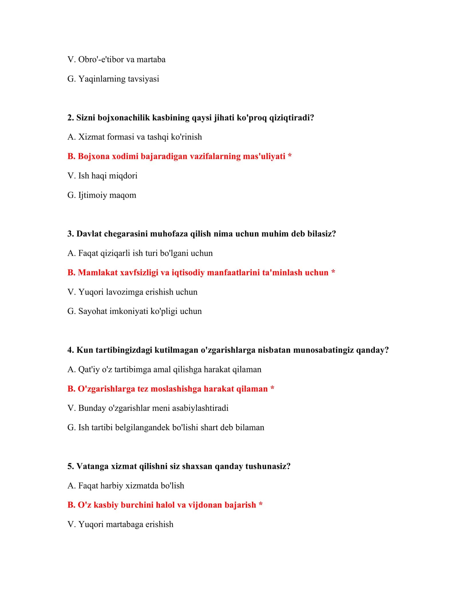 PSIXOLOGIK TEST SAVOLLARI - TO'LIQ VARIANT 2