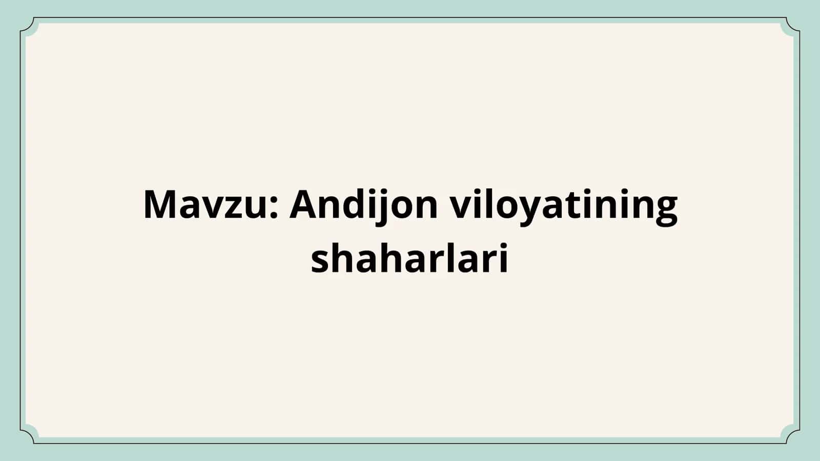 Shaharlar va qishloqlar geografiyasi 2