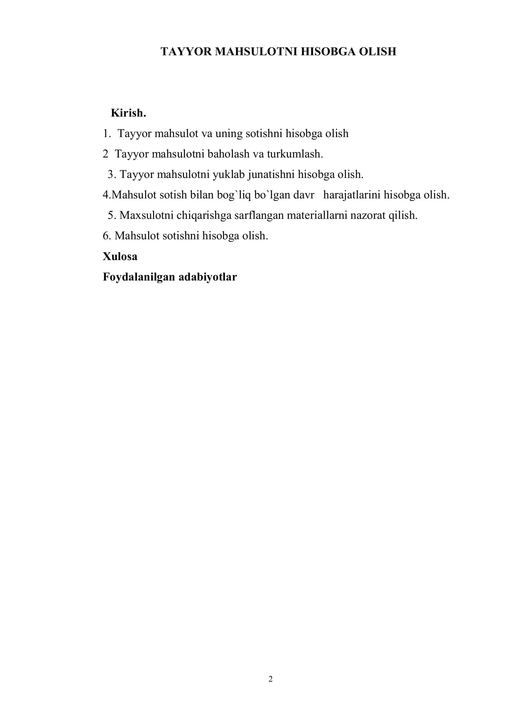 TAYYOR MAHSULOTNI HISOBGA OLISH 2
