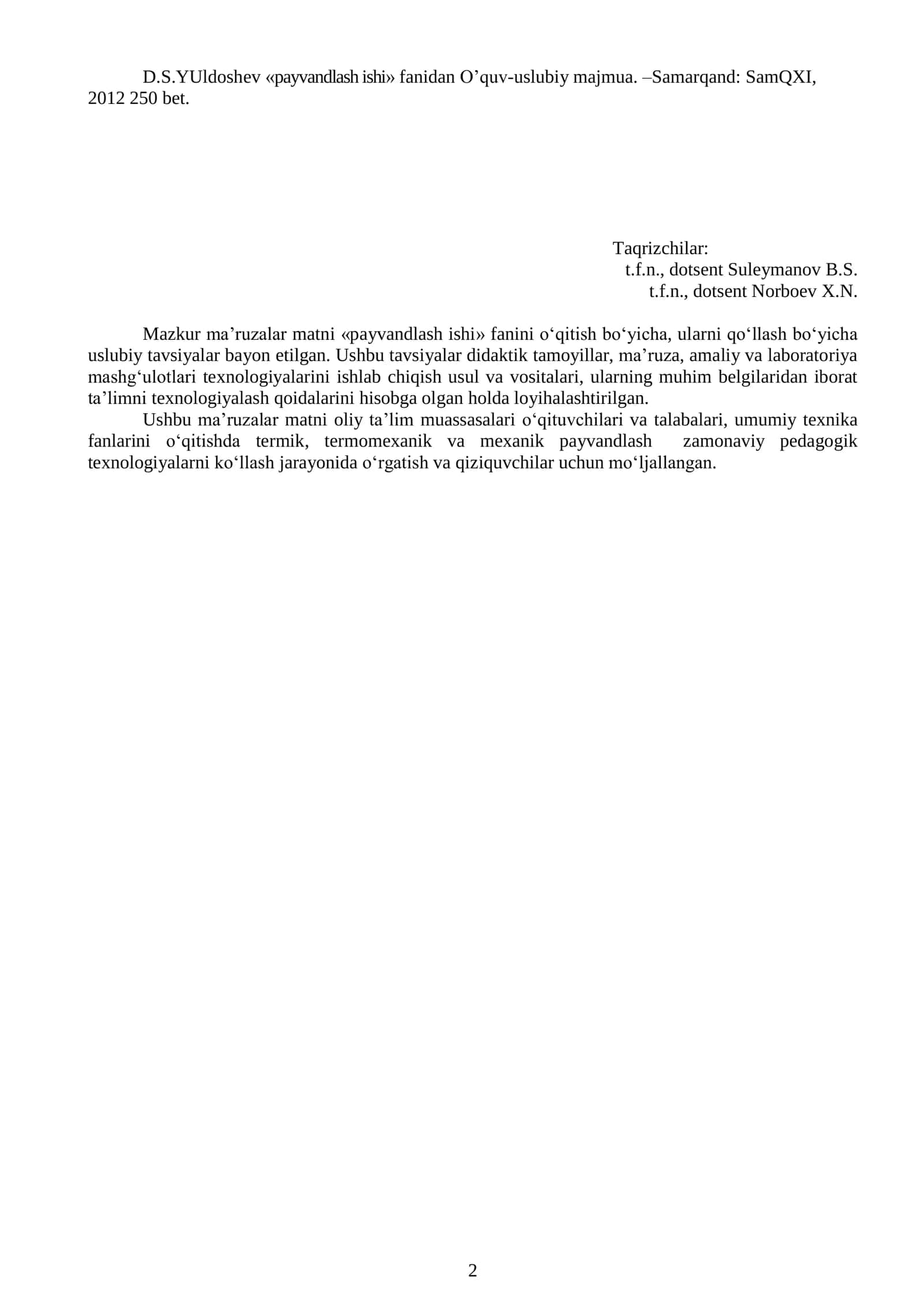 PAYVANDLASH ISHI FANIDAN Ma’ruzalar matni 2